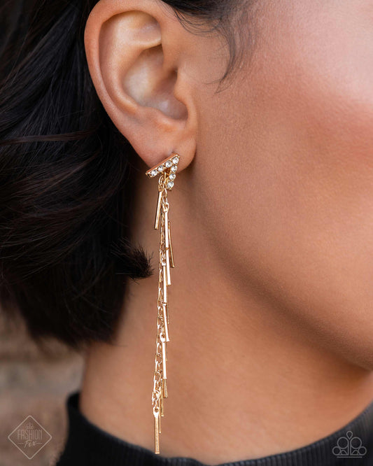 Linear Landmark Gold Post Earring - Paparazzi Accessories