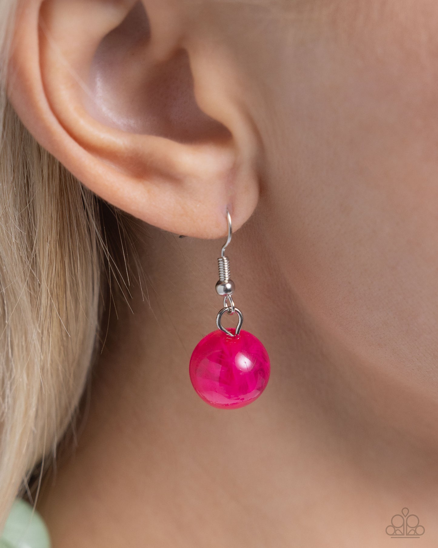 Playful Past Pink Necklace - Paparazzi Accessories Featuring a variety of opacities, a collection of Pink Peacock, light pink, and Mint beads join various textured silver beads and faceted iridescent beads along the neckline in two layers for a playfully, colorful look. Features an adjustable clasp closure. Due to its prismatic palette, color may vary. Sold as one individual necklace. Includes one pair of matching earrings. SKU: P2ST-PKXX-179XX