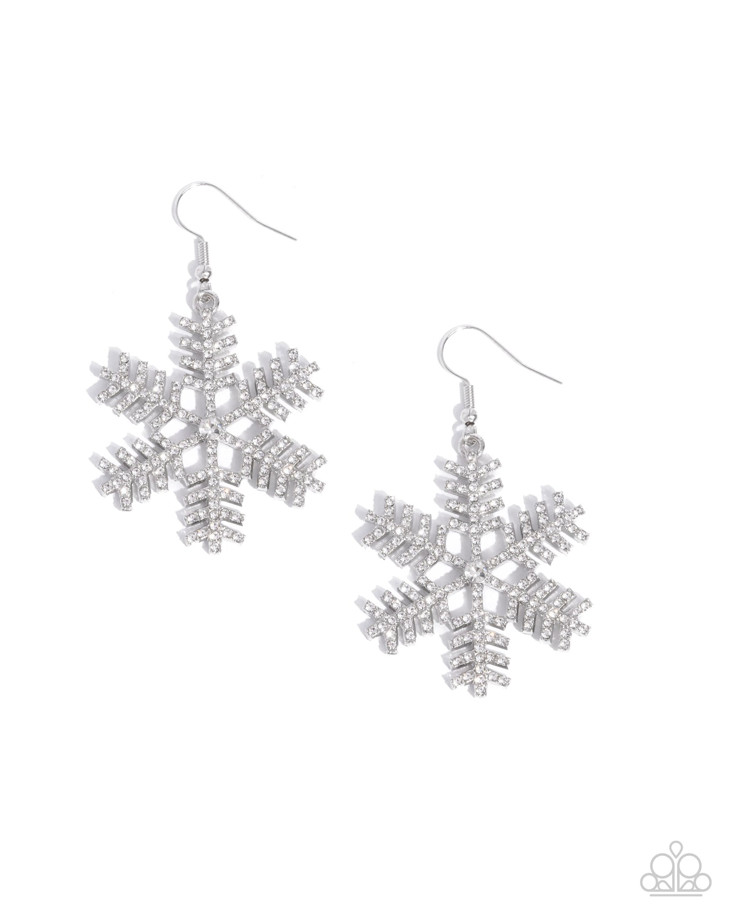 Snowflake Shimmer White Earring - Paparazzi Accessories