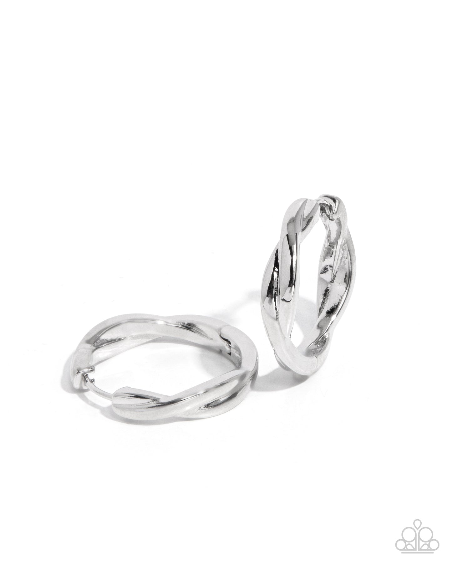 Genuine Glitz Silver Hinge Hoop Earring - Paparazzi Accessories