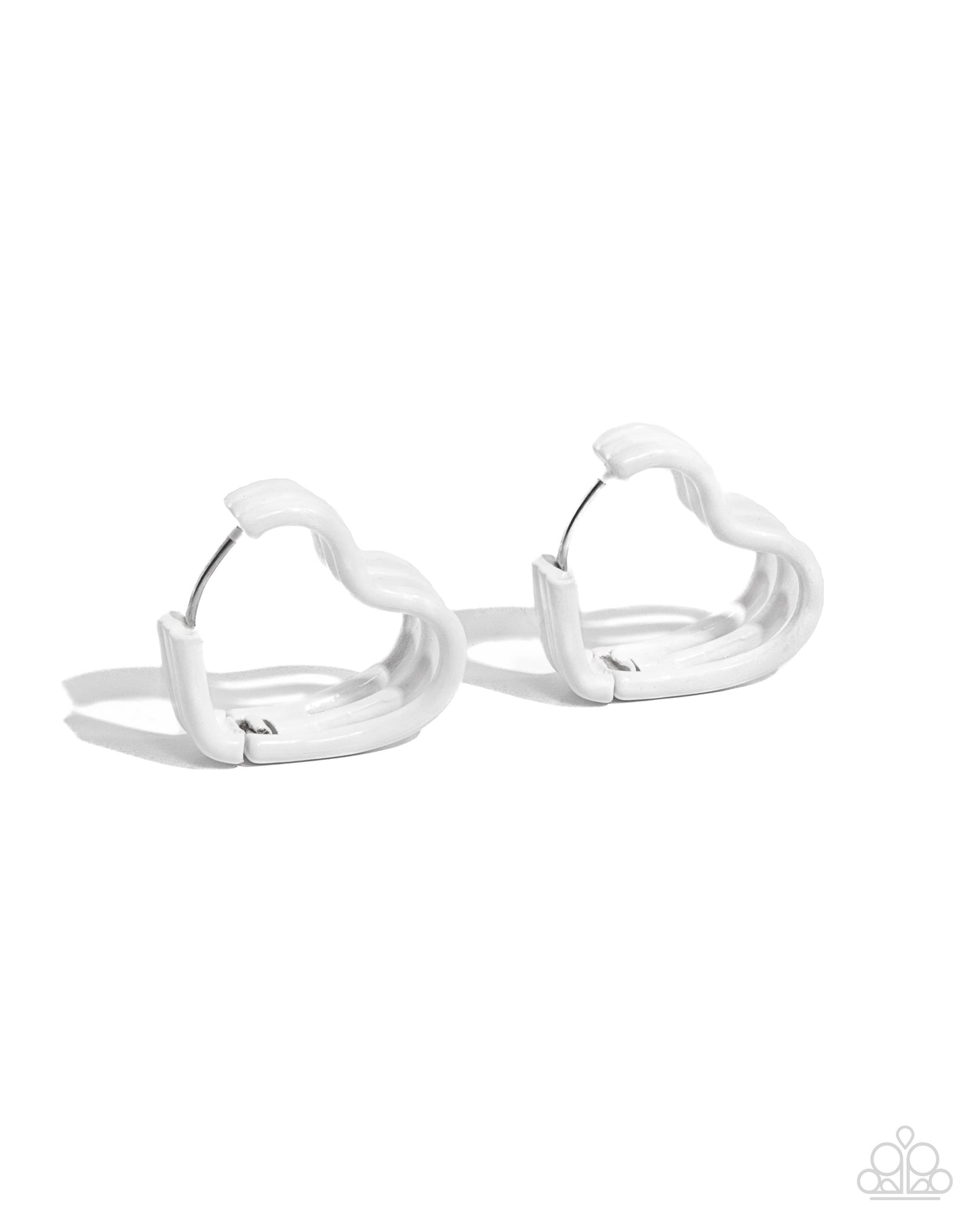 Memorable Love White Heart Hinge Hoop Earring - Paparazzi Accessories