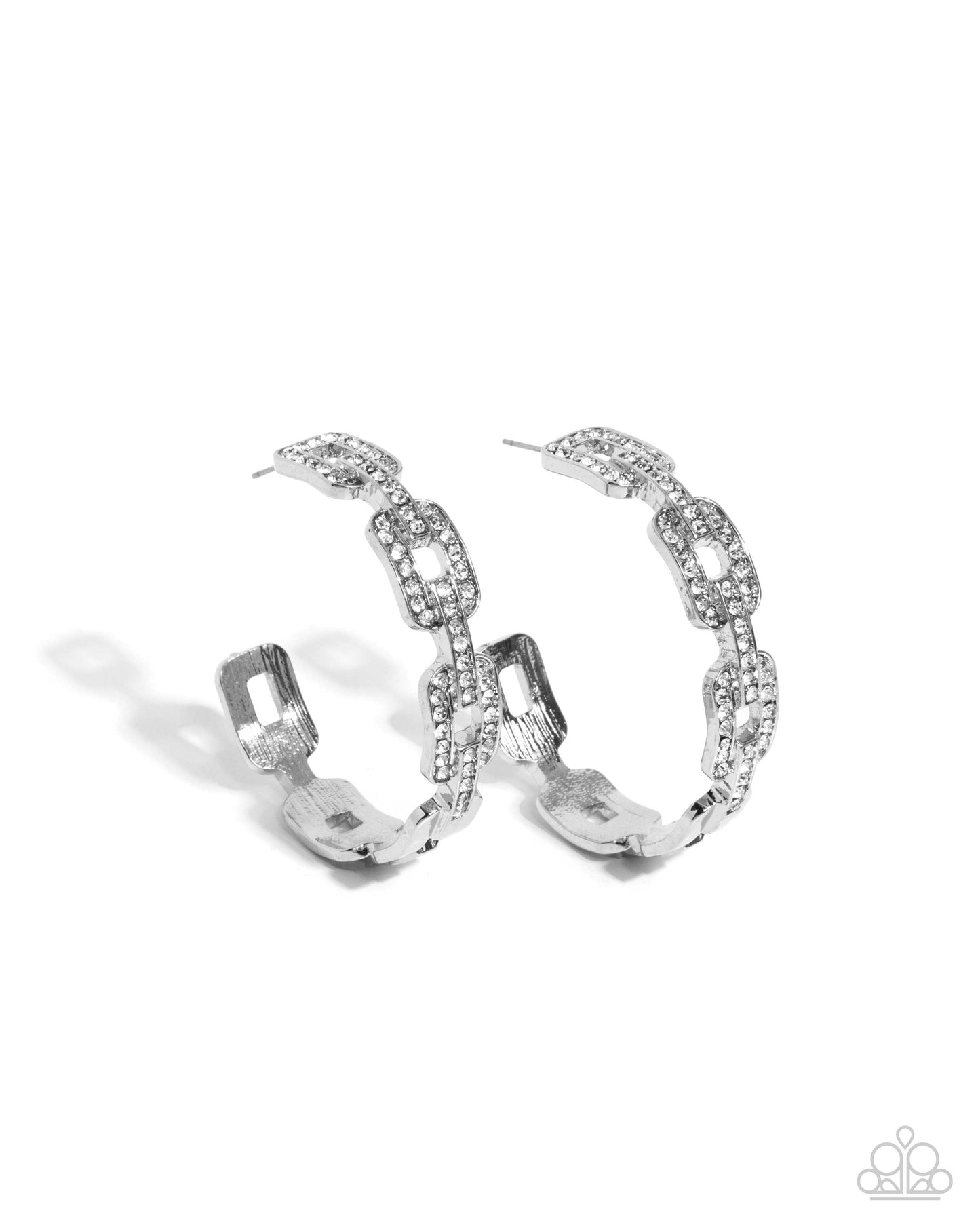 Downtown Decadence White Hoop Earring - Paparazzi Accessories