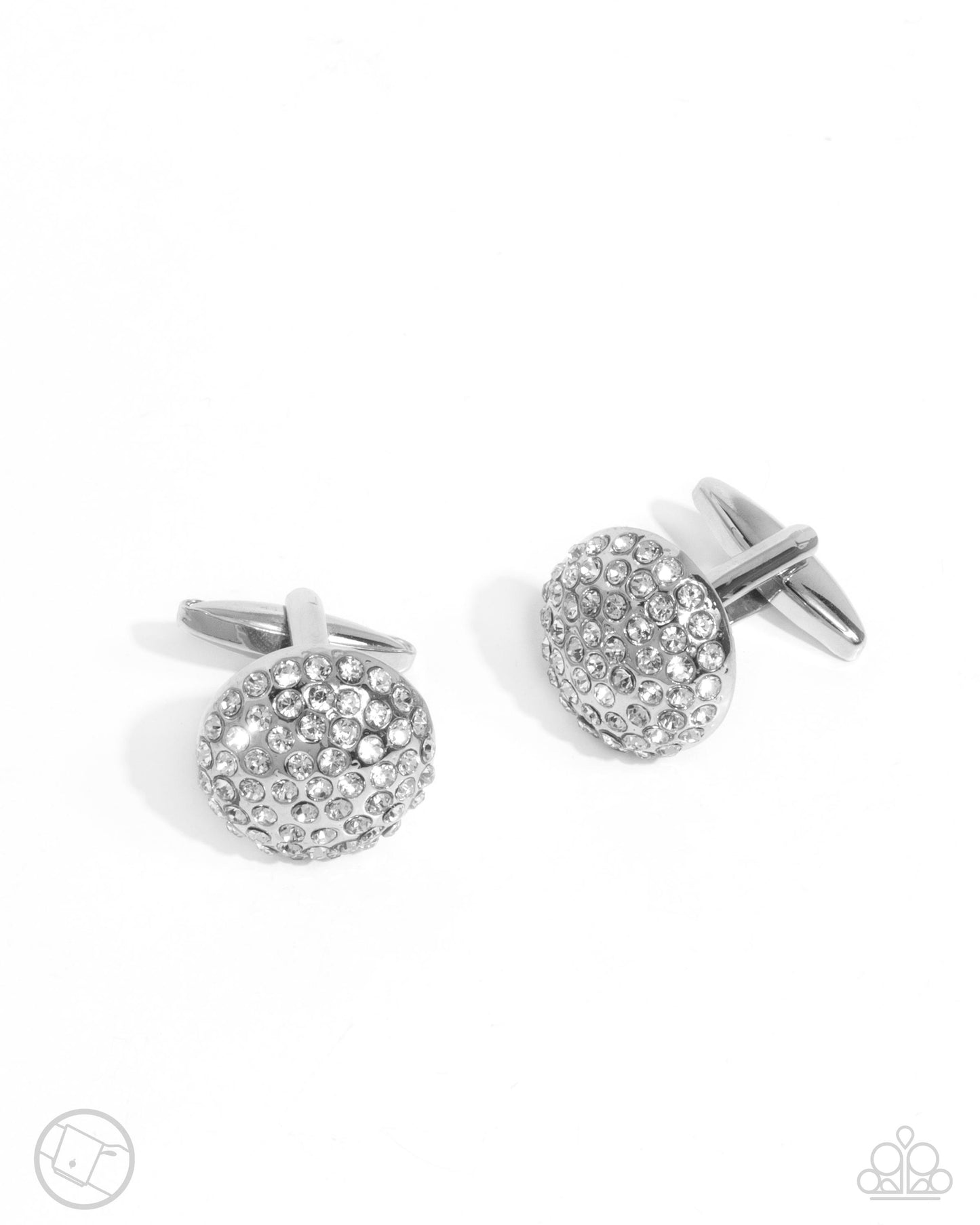 Glittery Gods White Rhinestone Cuff Link - Paparazzi Accessories