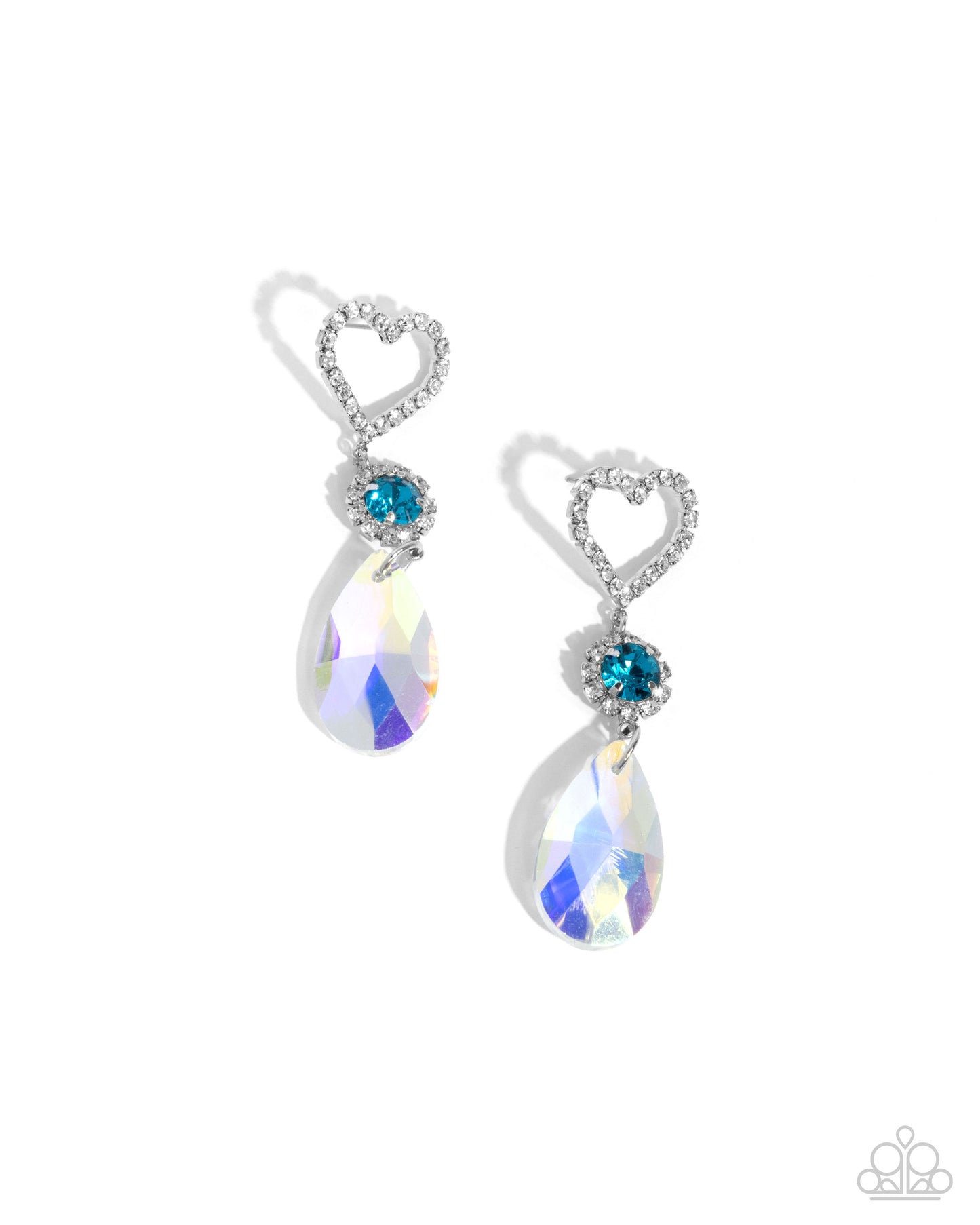 Faceted Frenzy Blue Heart Post Earring - Paparazzi Accessories