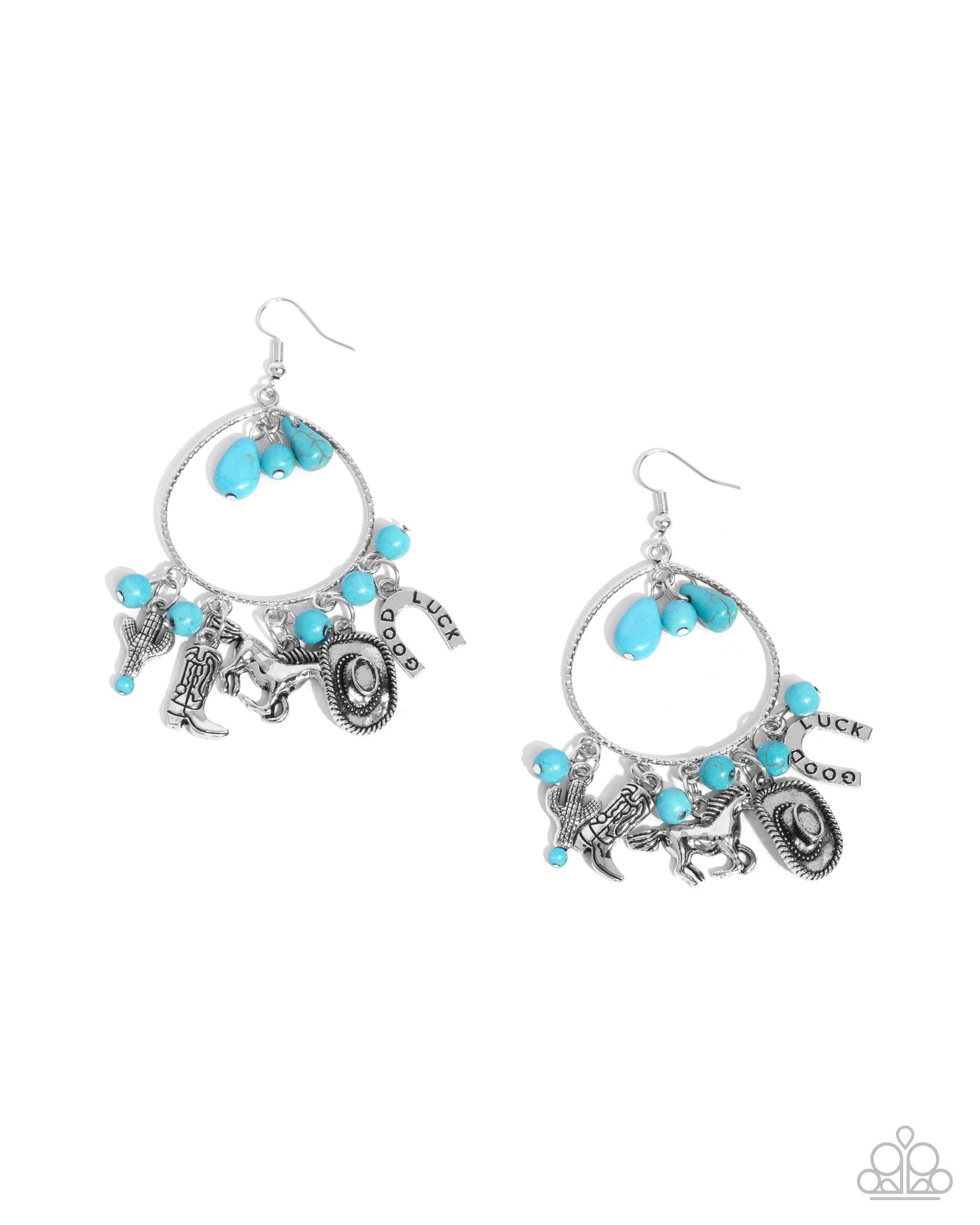 Western Whisper Blue Turquoise Cowboy Earring - Paparazzi Accessories