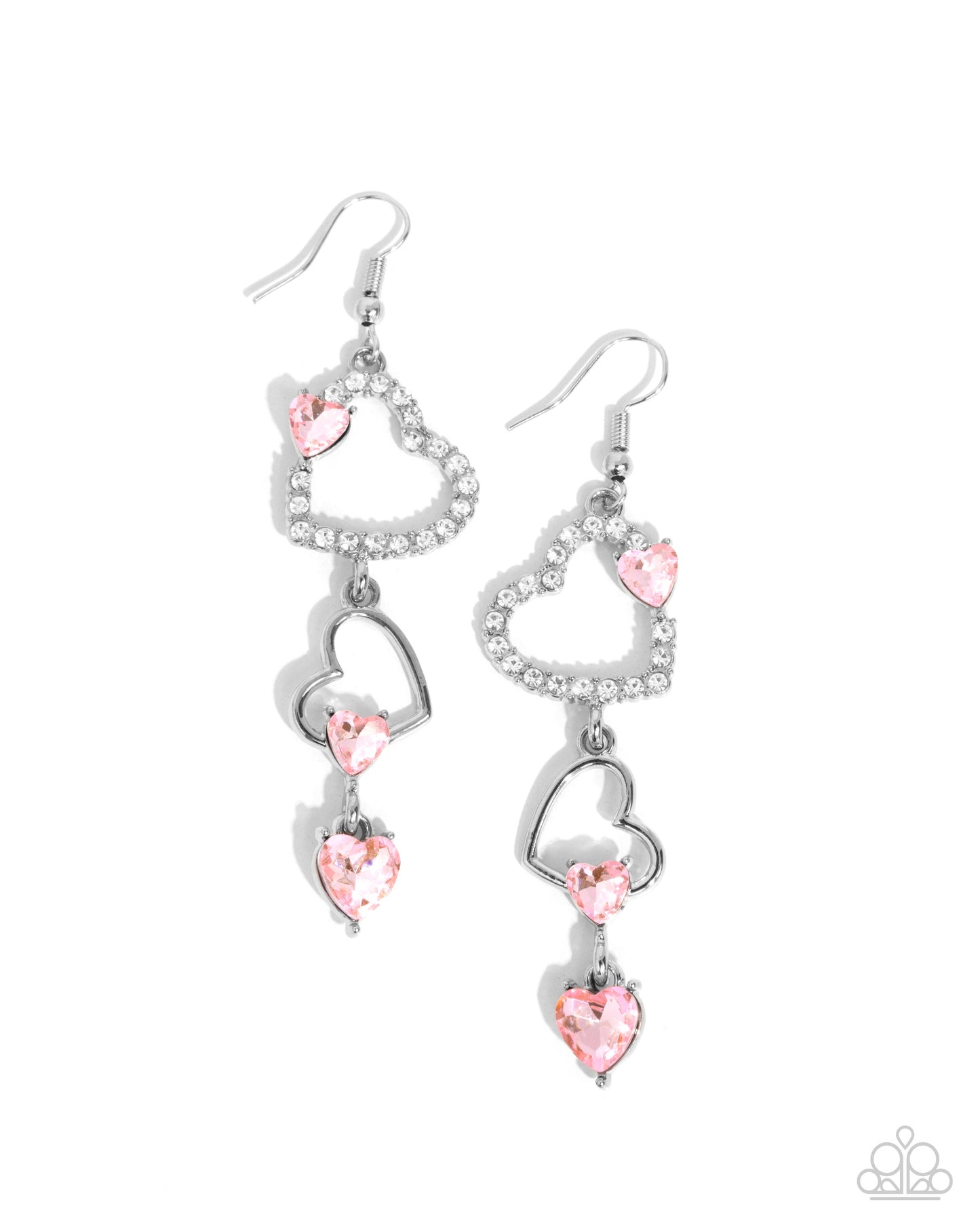 Courting Cascade Pink Heart Earring - Paparazzi Accessories