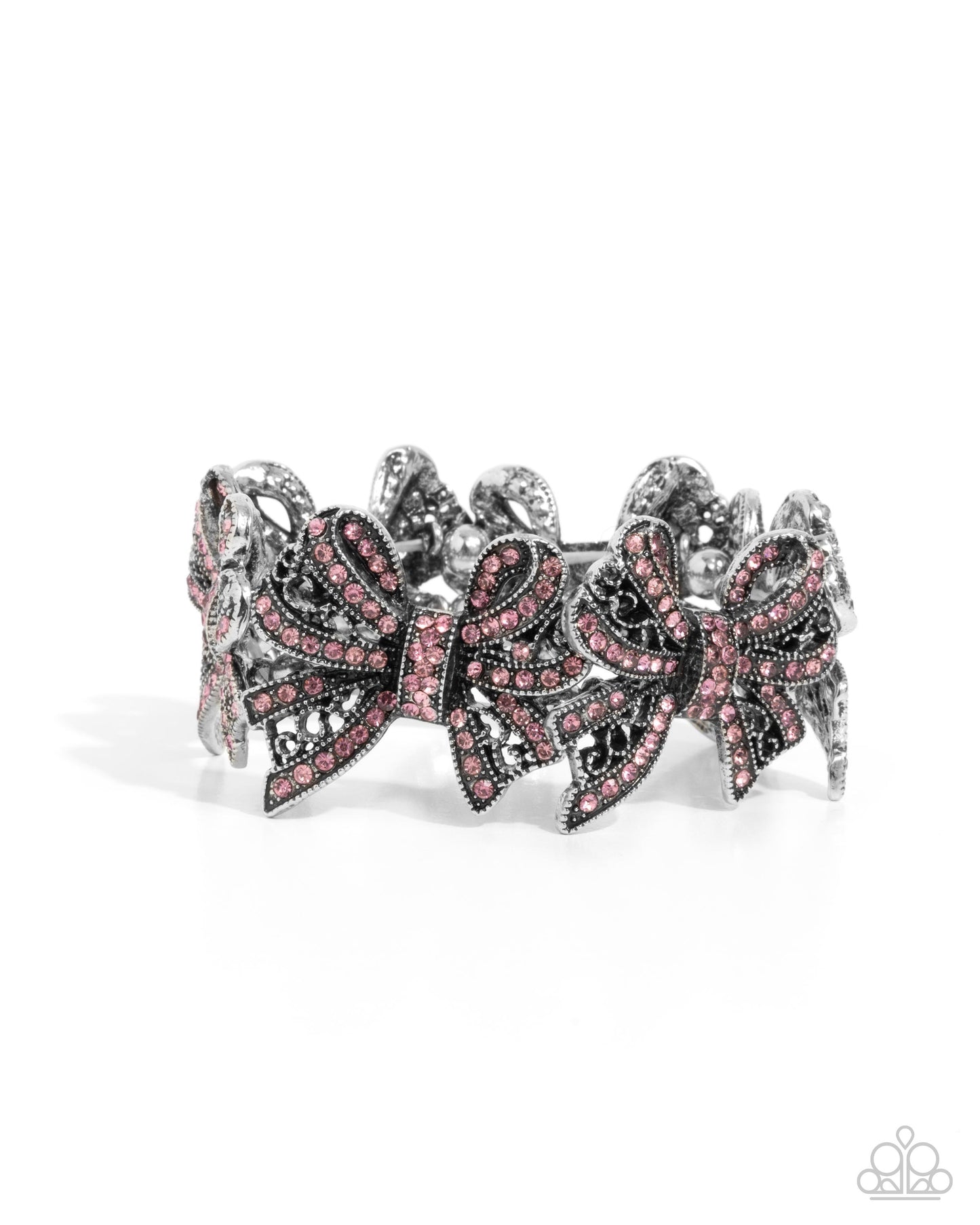 French Flourish Pink Bow Stretch Bracelet - Paparazzi Accessories