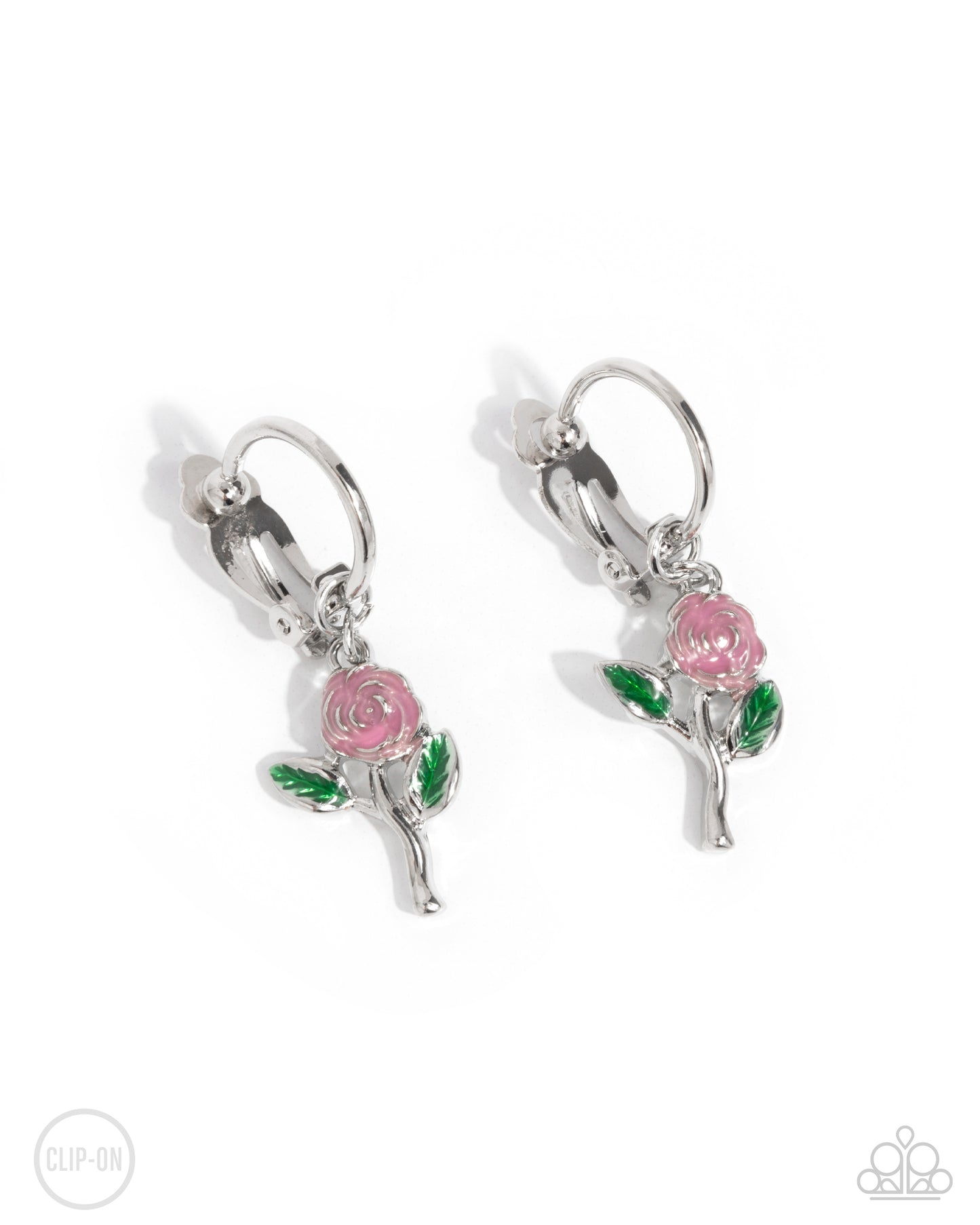 Rose Routine Pink Flower Clip-On Earring - Paparazzi Accessories