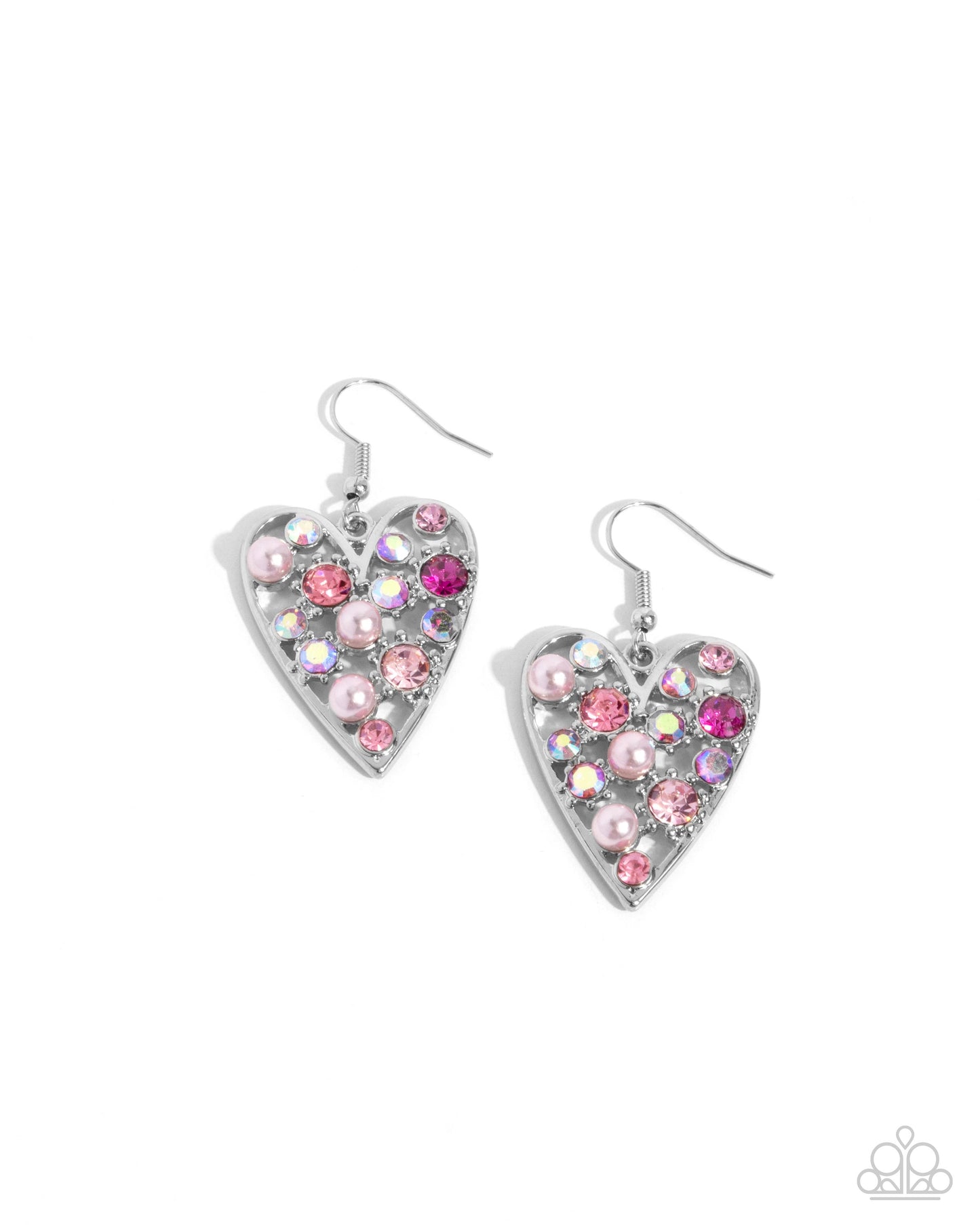 Unbelievable Shimmer Pink Heart Earring - Paparazzi Accessories