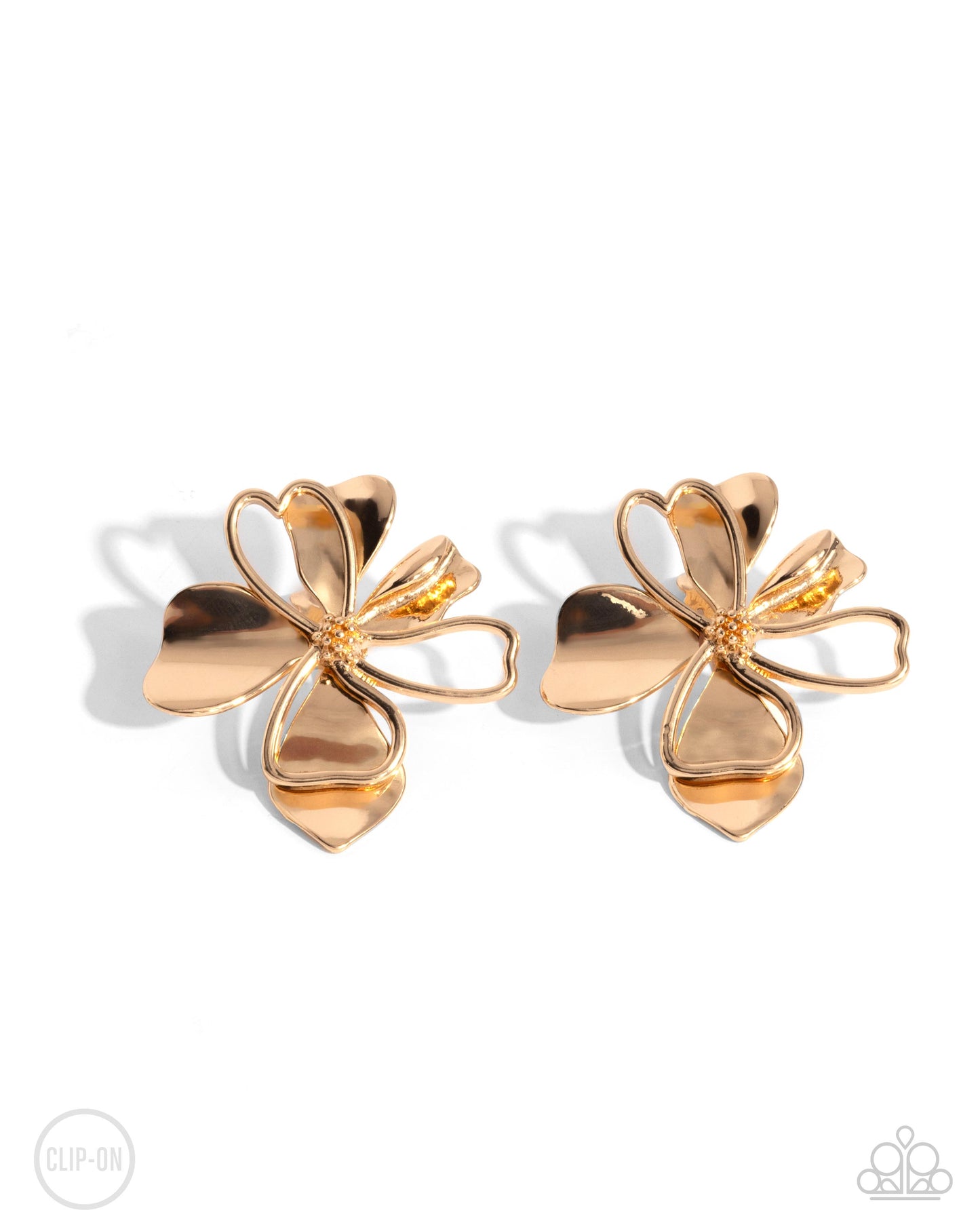 Sweetness and Light Gold Flower Clip-On Earring - Paparazzi Accessories