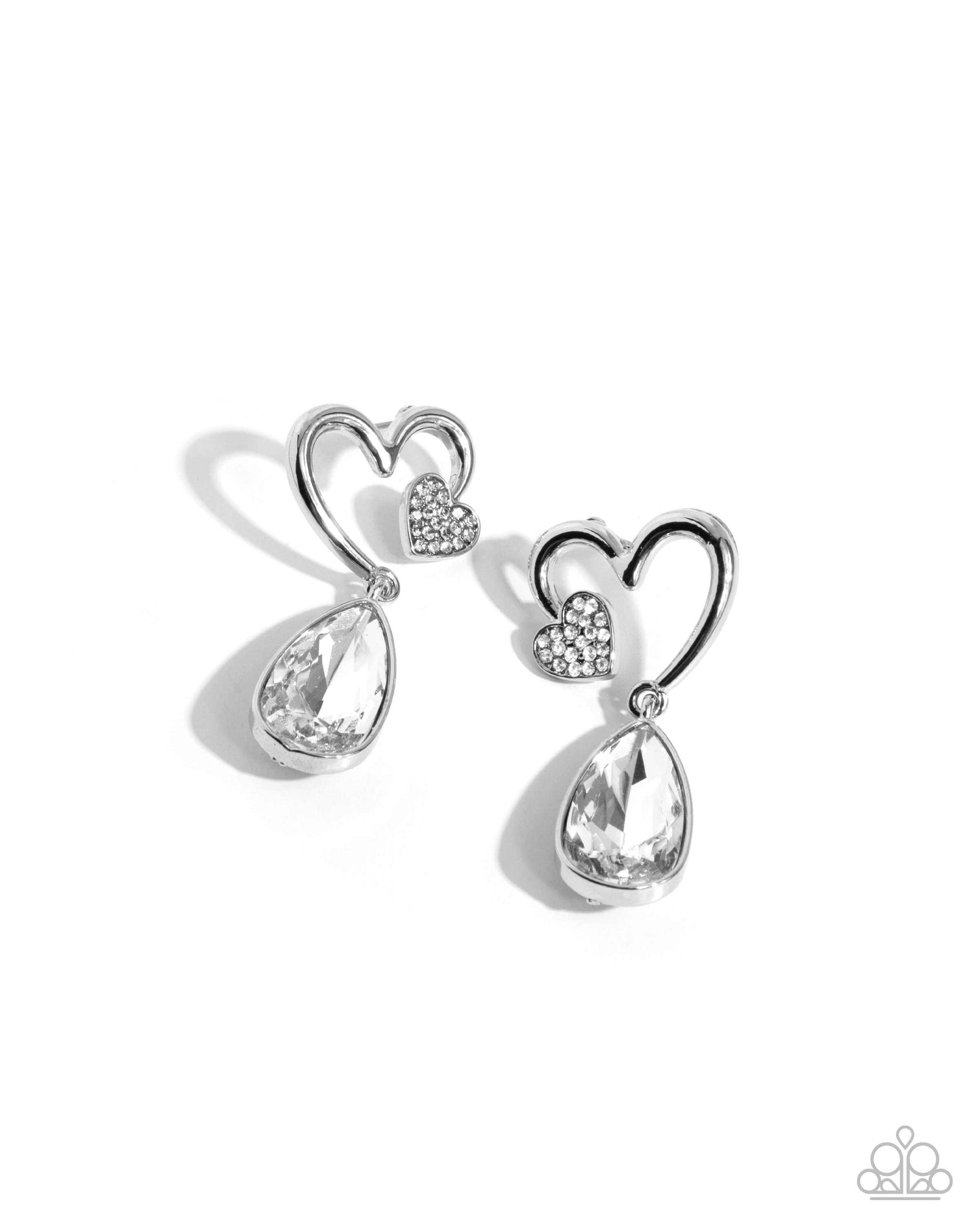 Coupling Up White Heart Post Earring - Paparazzi Accessories