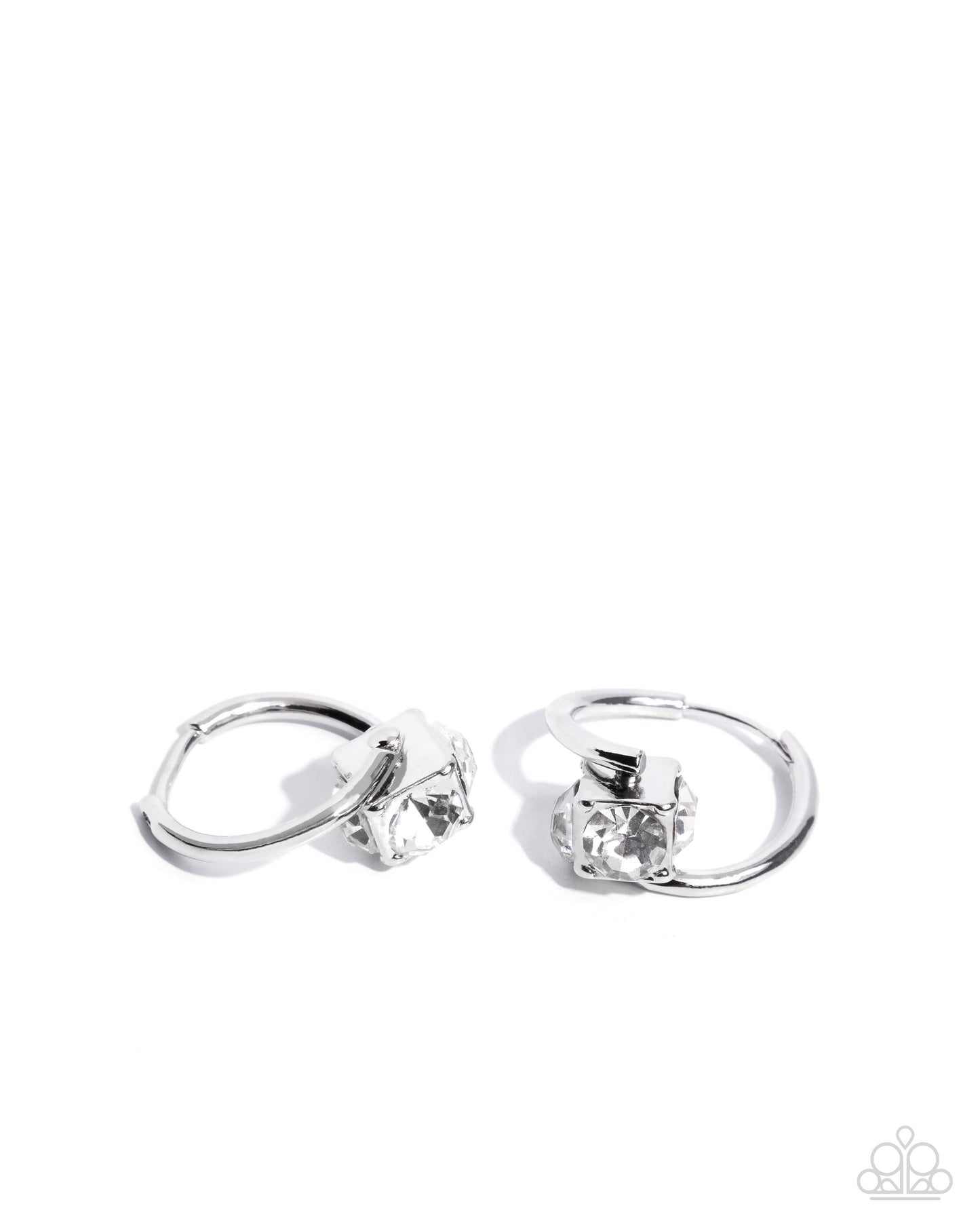 Luminescent Lighthouse White Hinge Hoop Earring - Paparazzi Accessories