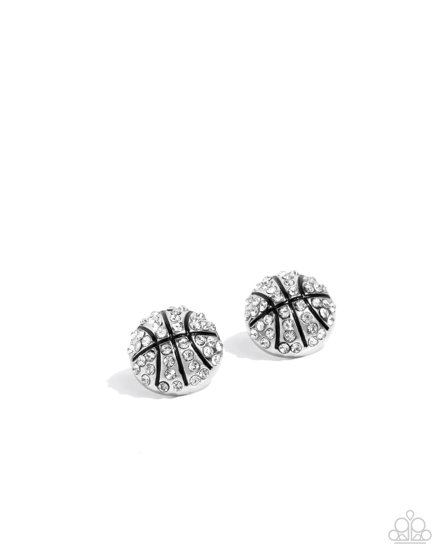 Shimmery Swish White Basketball Post Earring - Paparazzi Accessories