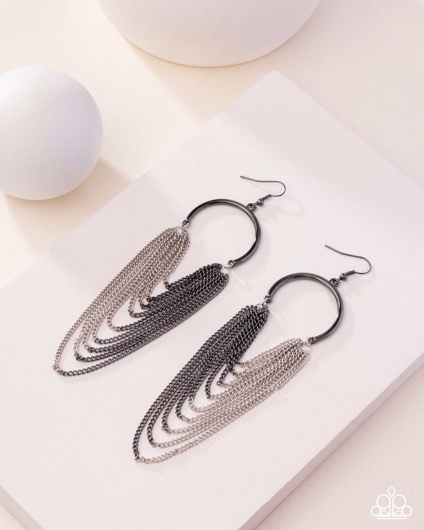 Focused Fringe Black Earring - Paparazzi Accessories
