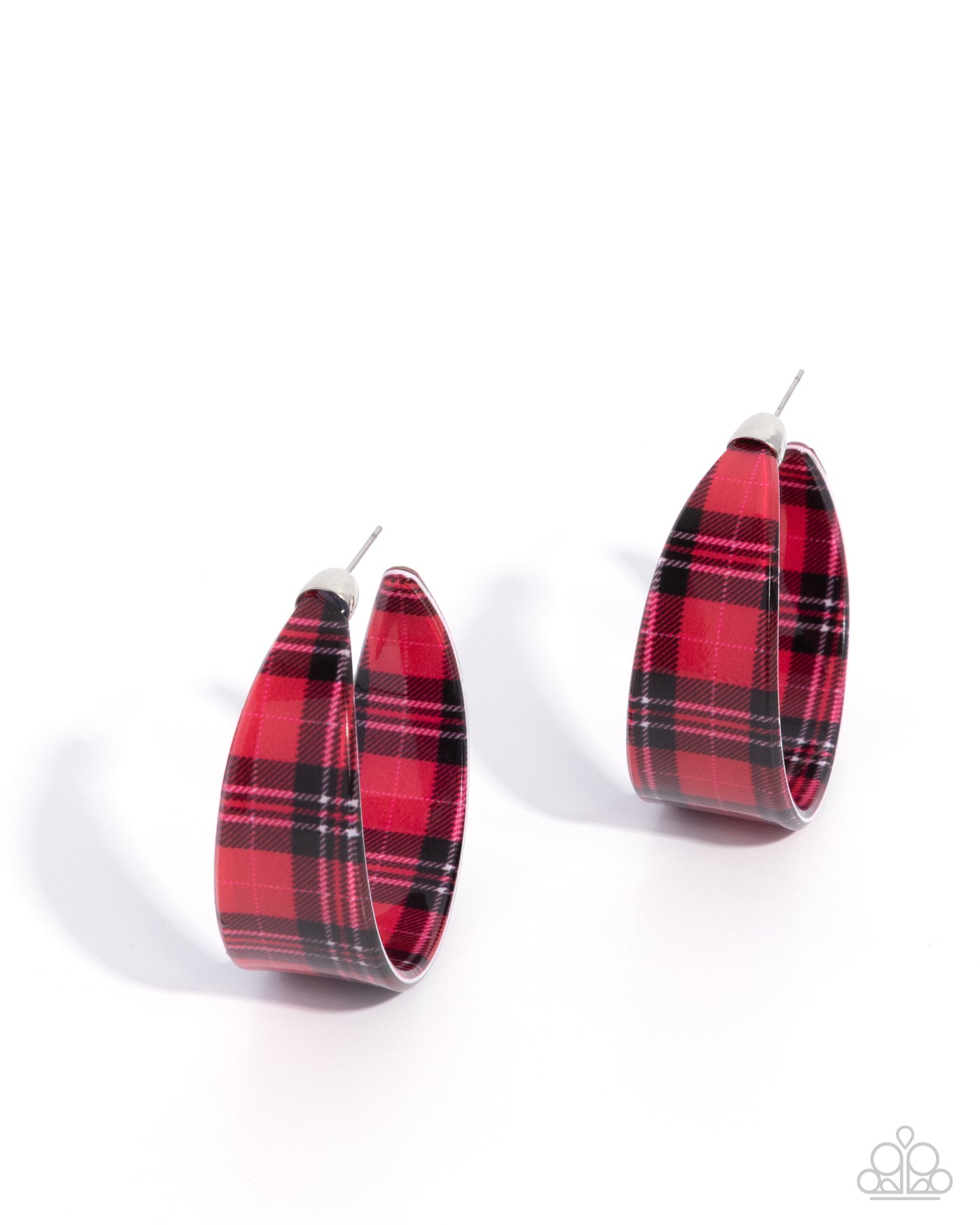 Fabulous Flannel Red Hoop Earring - Paparazzi Accessories