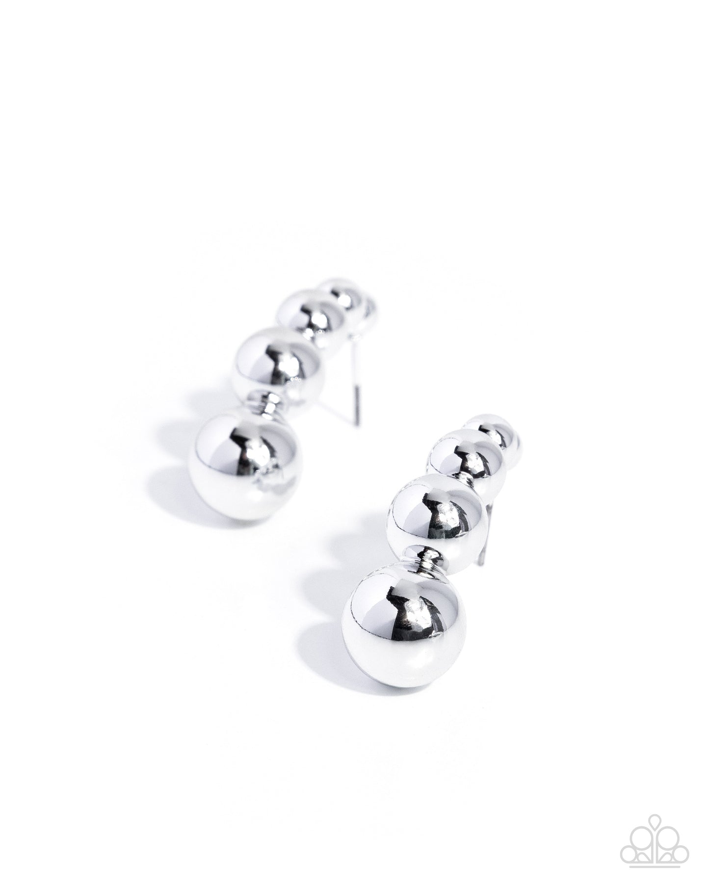 Graduated Grunge Silver Post Earring - Paparazzi Accessories
