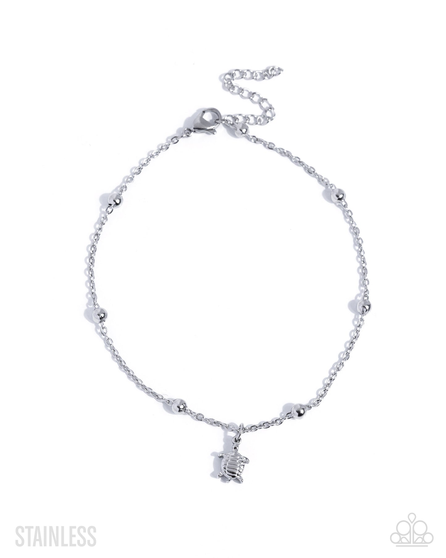 Turtle Timbre Silver Stainless Steel Anklet - Paparazzi Accessories