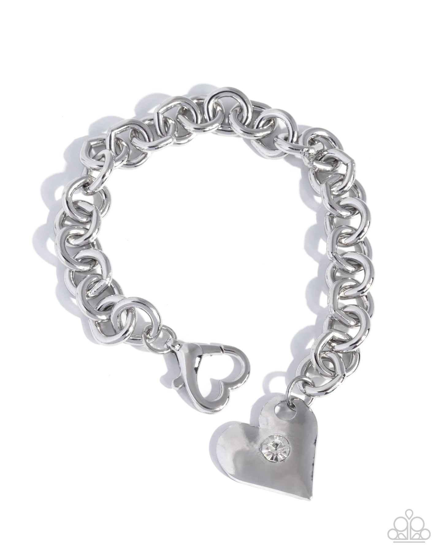 Full of Affection White Heart Clasp Bracelet - Paparazzi Accessories