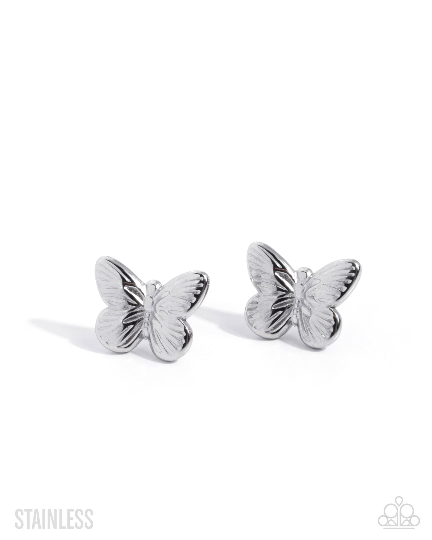 Monarch Moment Silver Stainless Steel Butterfly Post Earring - Paparazzi Accessories