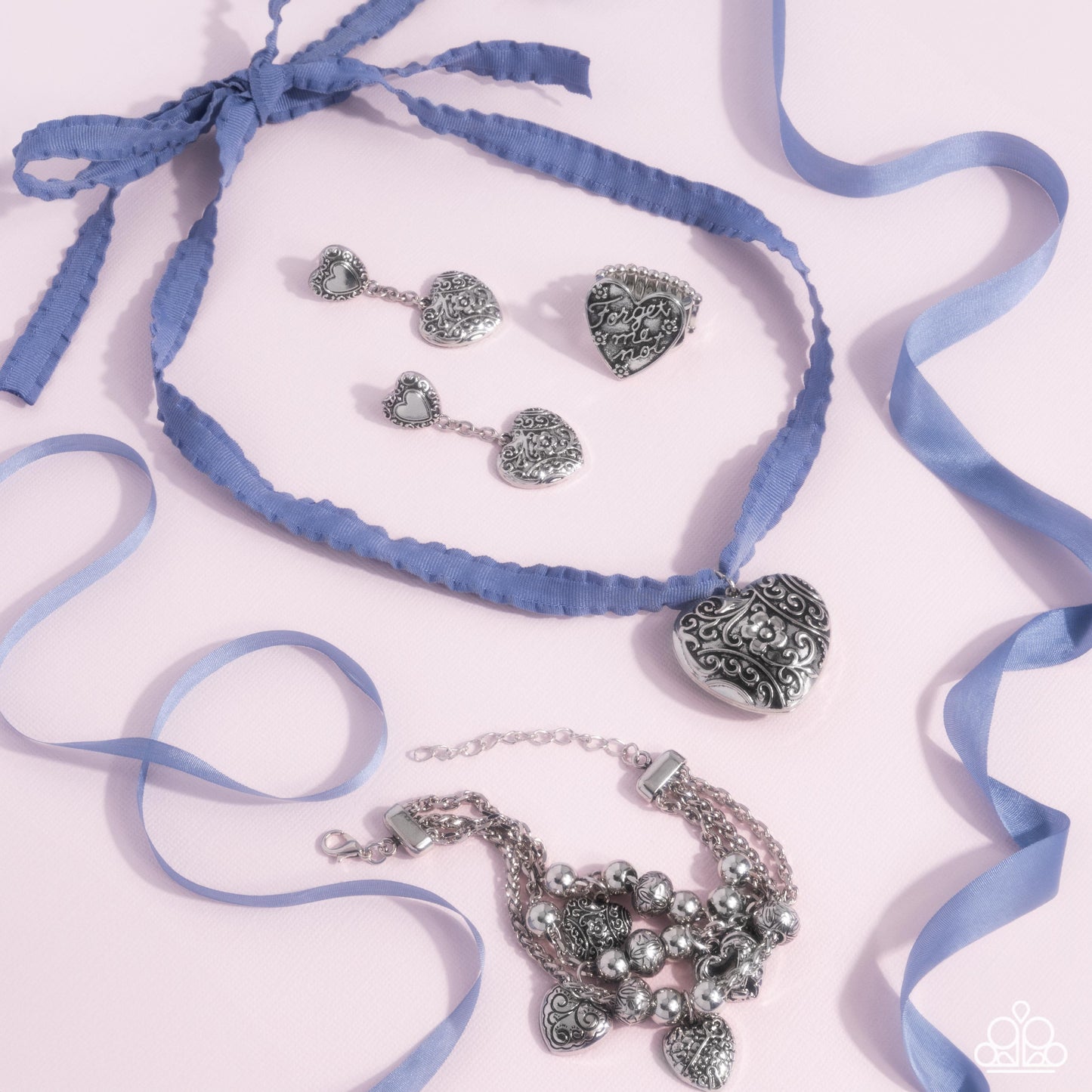 Glimpses of Malibu Blue Heart Complete Trend Blend Fashion Fix Set (August 2024) - Paparazzi Accessories Item #GM-0824