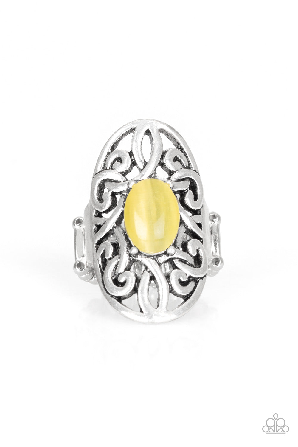 GLEAM Big Yellow Cat's Eye Ring - Paparazzi Accessories