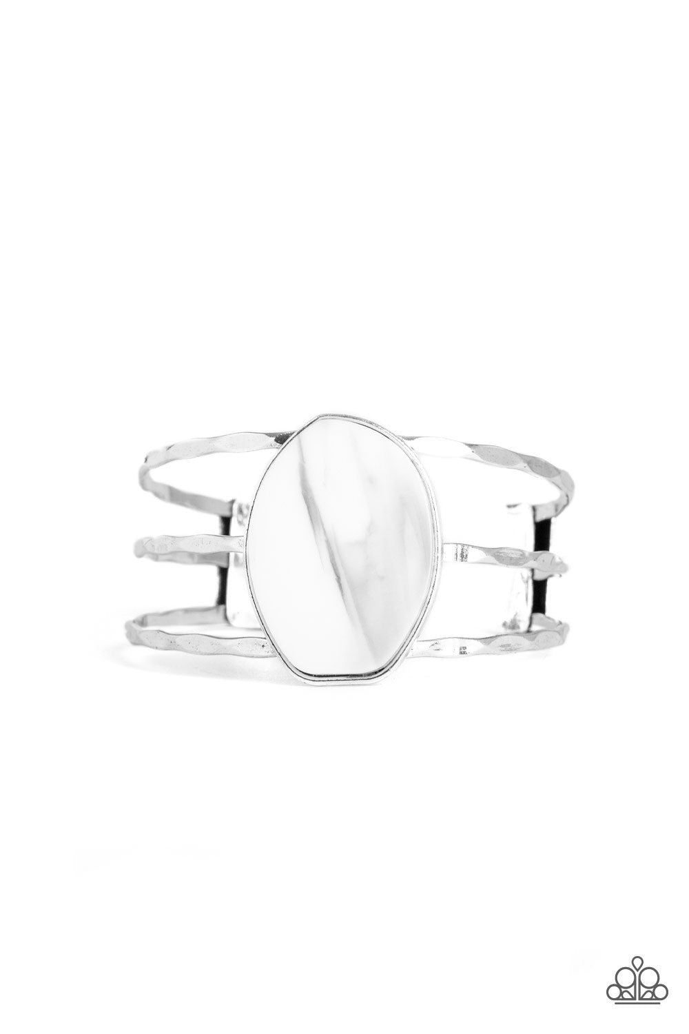 Canyon Dream White Acrylic Cuff Bracelet - Paparazzi Accessories