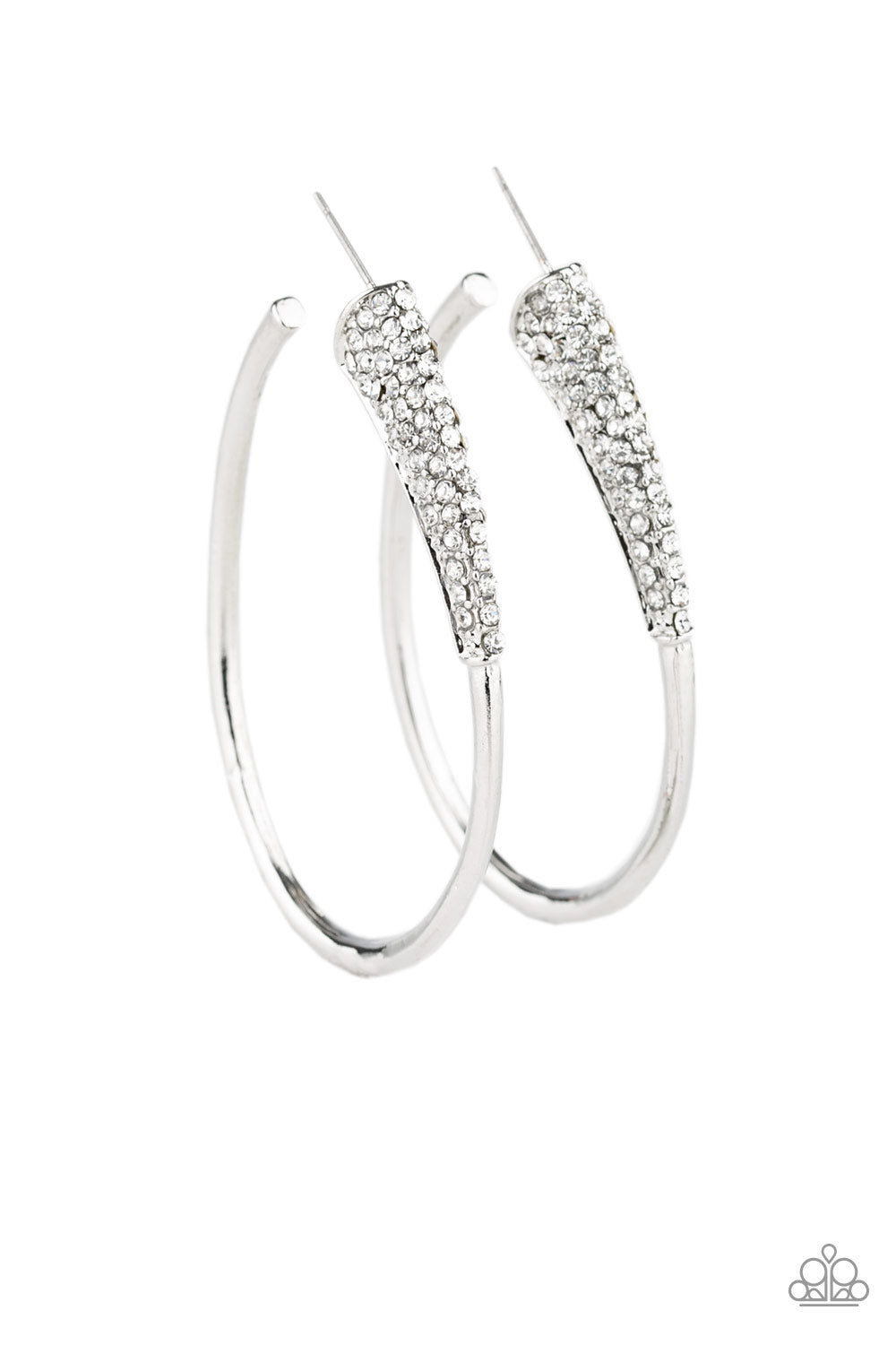 Winter Ice Silver Encore Hoop Earring - Paparazzi Accessories