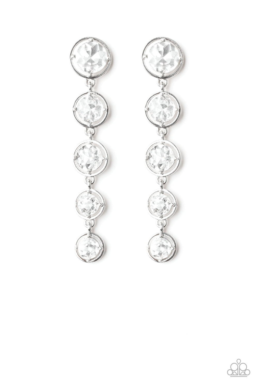 Drippin In Starlight White Rhinestone Earring - Paparazzi Accessories