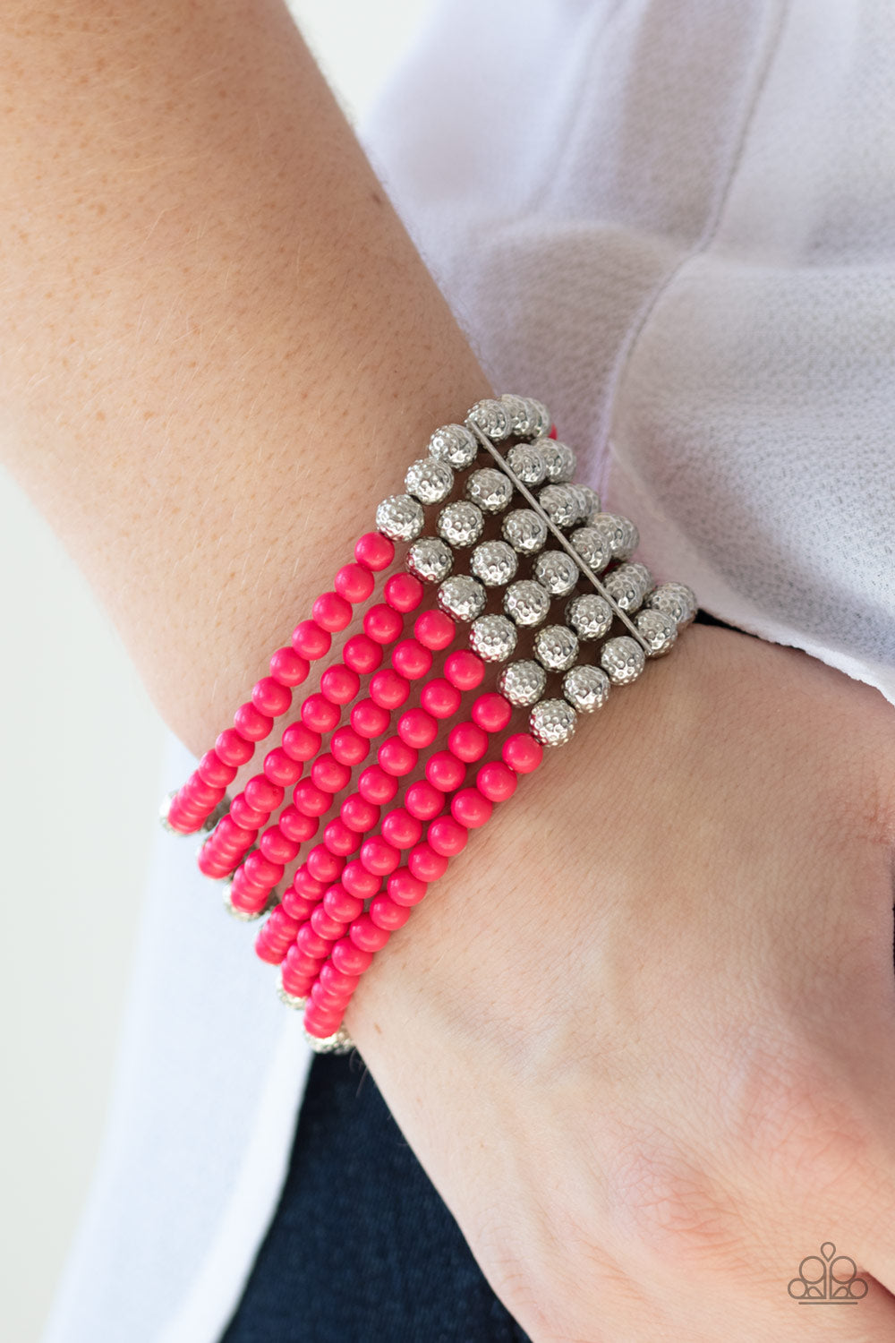 LAYER It On Thick Pink Bracelet - Paparazzi Accessories
