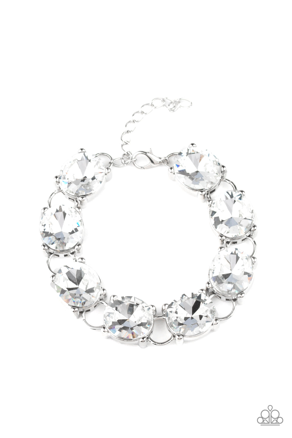 Mind Your Manners White Rhinestone Bracelet - Paparazzi Accessories