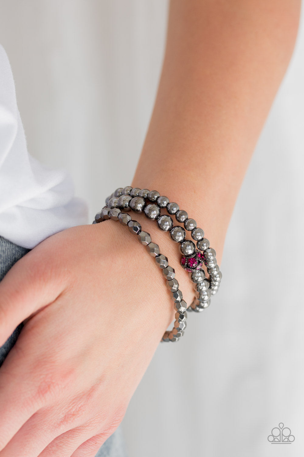 Noticeably Noir Pink Bracelet - Paparazzi Accessories