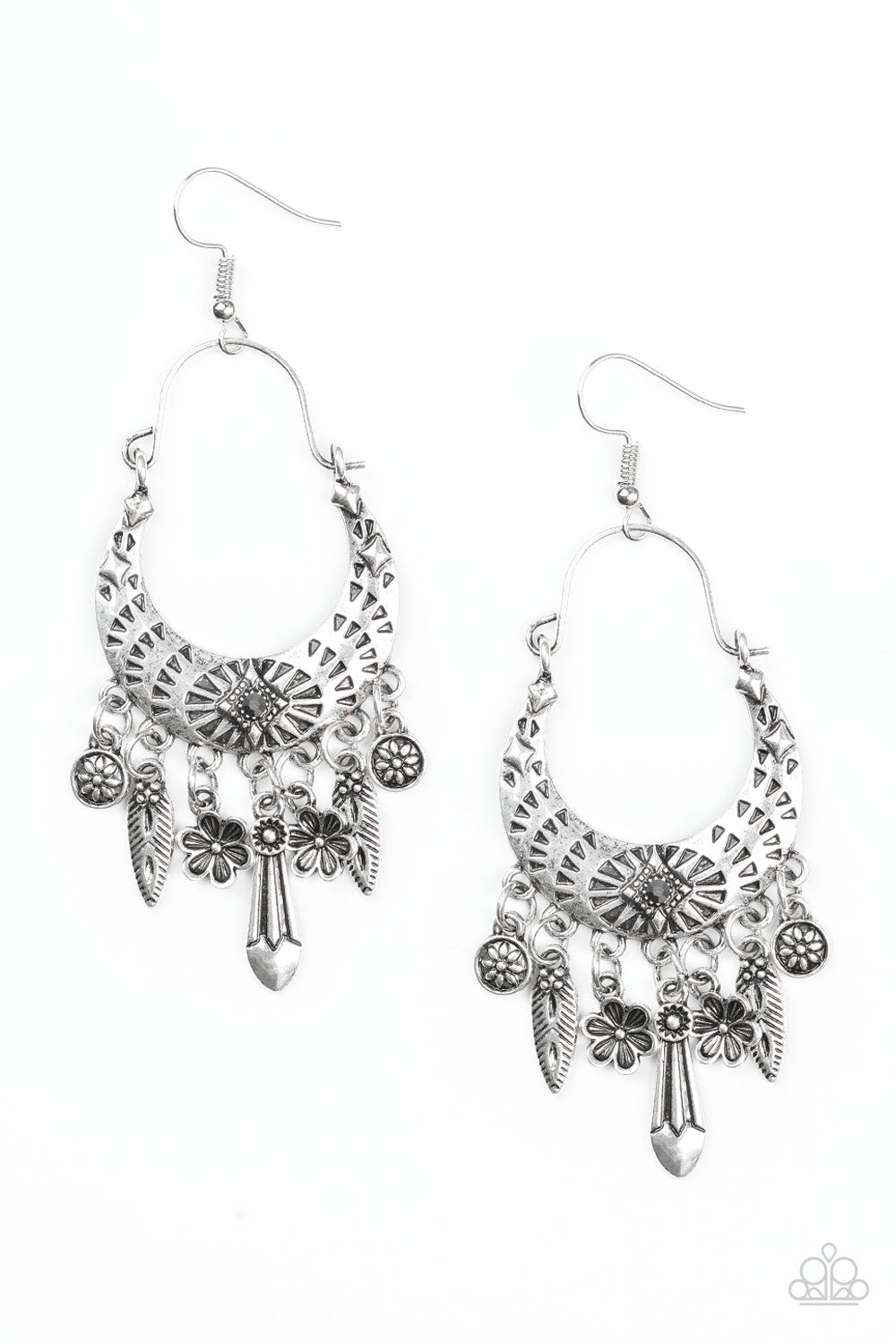 Nature Escape Silver Earring - Paparazzi Accessories