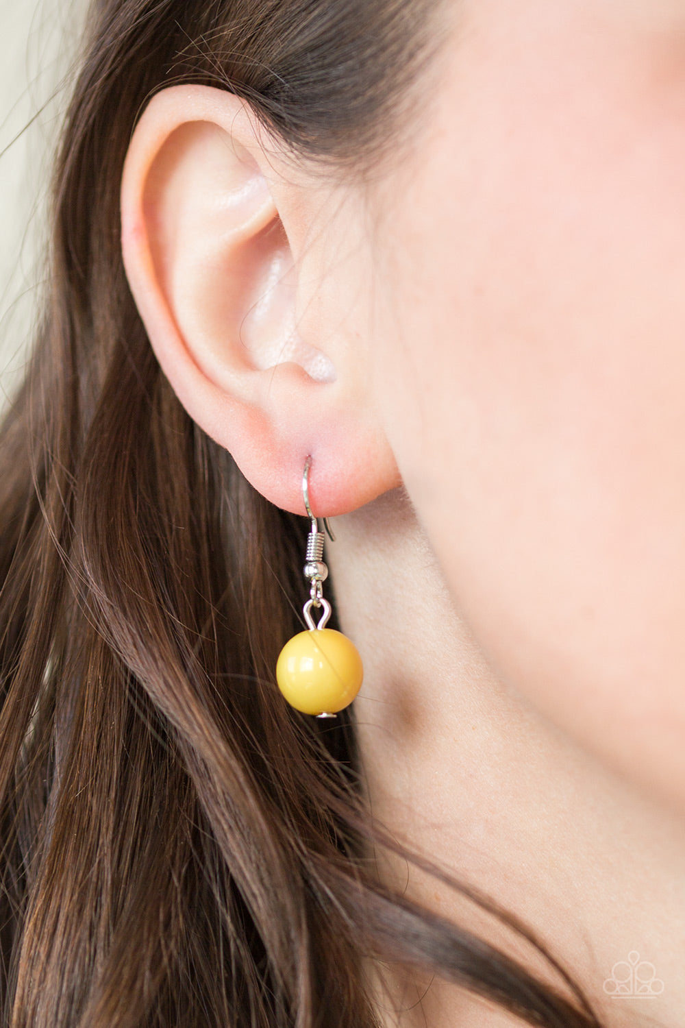 CACHE Me Out Yellow Necklace - Paparazzi Accessories A collection of glassy and polished yellow beads give way to layers of mismatched silver chain for a whimsical look. Features an adjustable clasp closure. All Paparazzi Accessories are lead free and nickel free! Sold as one individual necklace. Includes one pair of matching earrings.