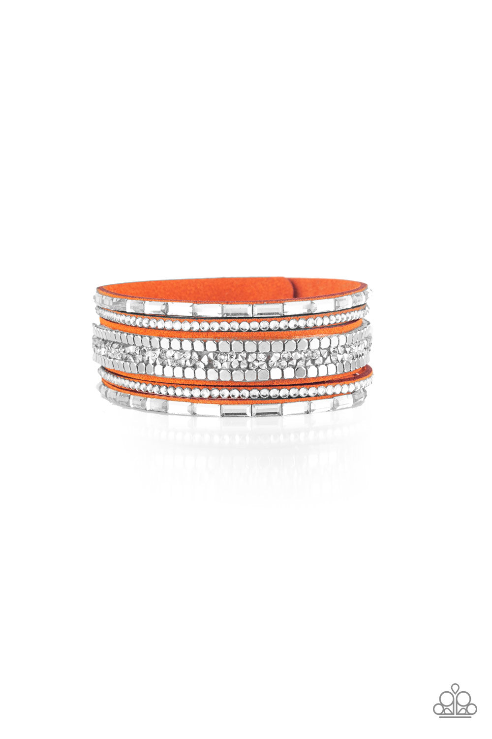 Rebel In Rhinestones Orange Wrap Bracelet - Paparazzi Accessories (TF)