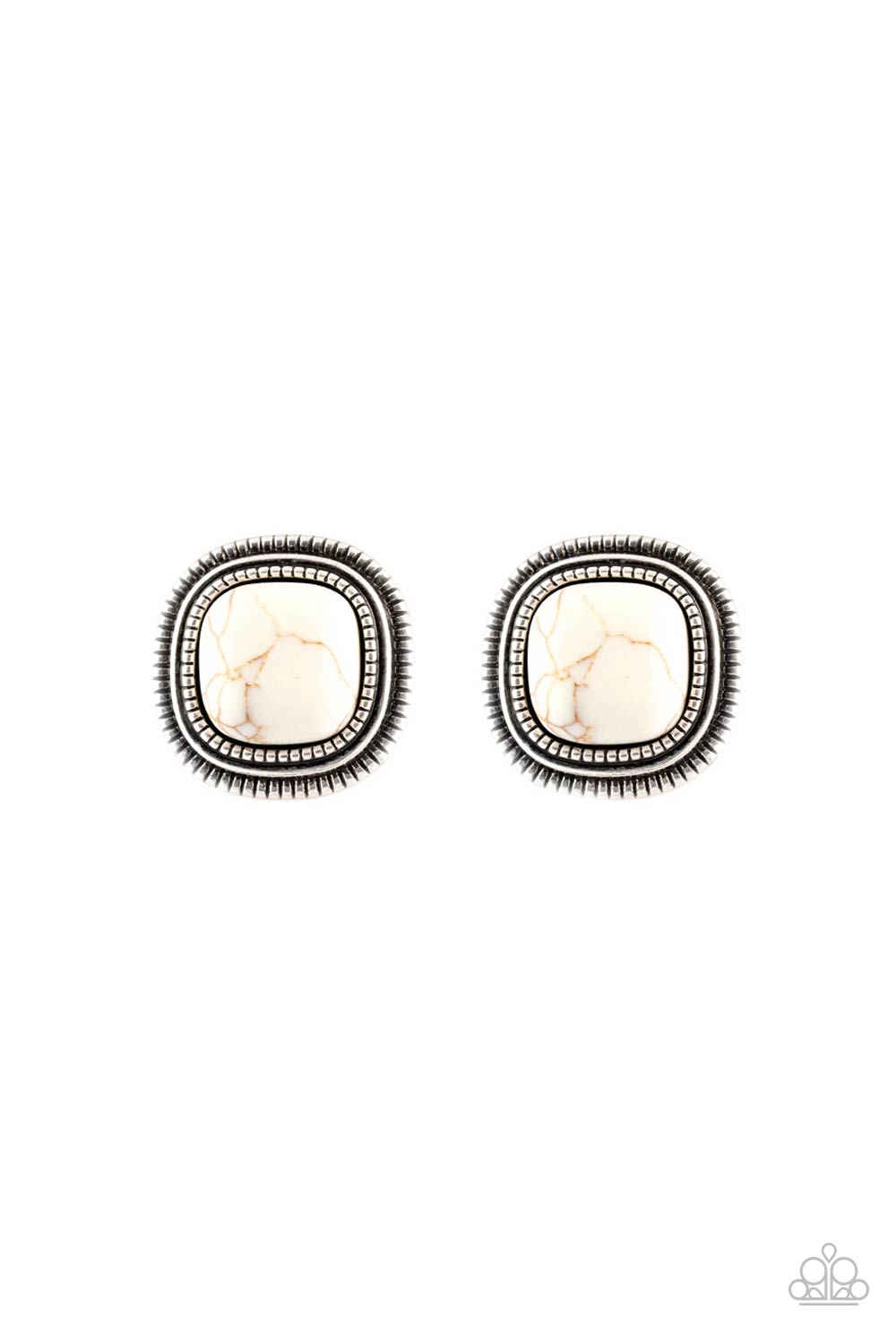 FRONTIER-Runner White Earring - Paparazzi Accessories