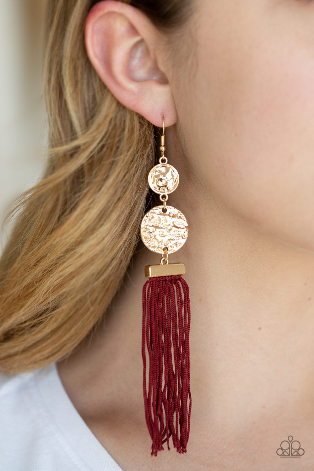 Lotus Gardens Red Tassel Earring - Paparazzi Accessories