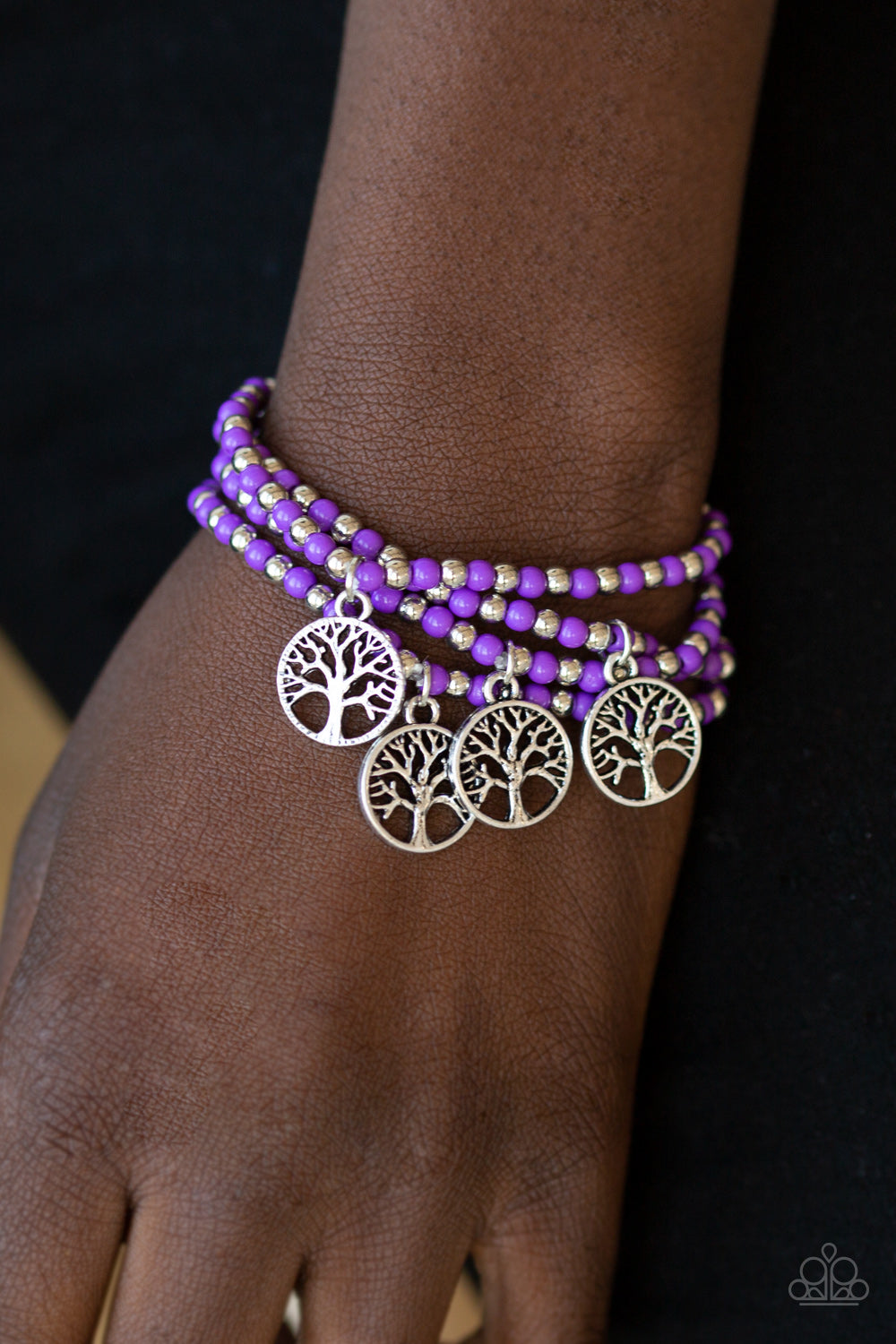 Plant A Tree Purple Charm Bracelet - Paparazzi Accessories - jazzy-jewels-gems