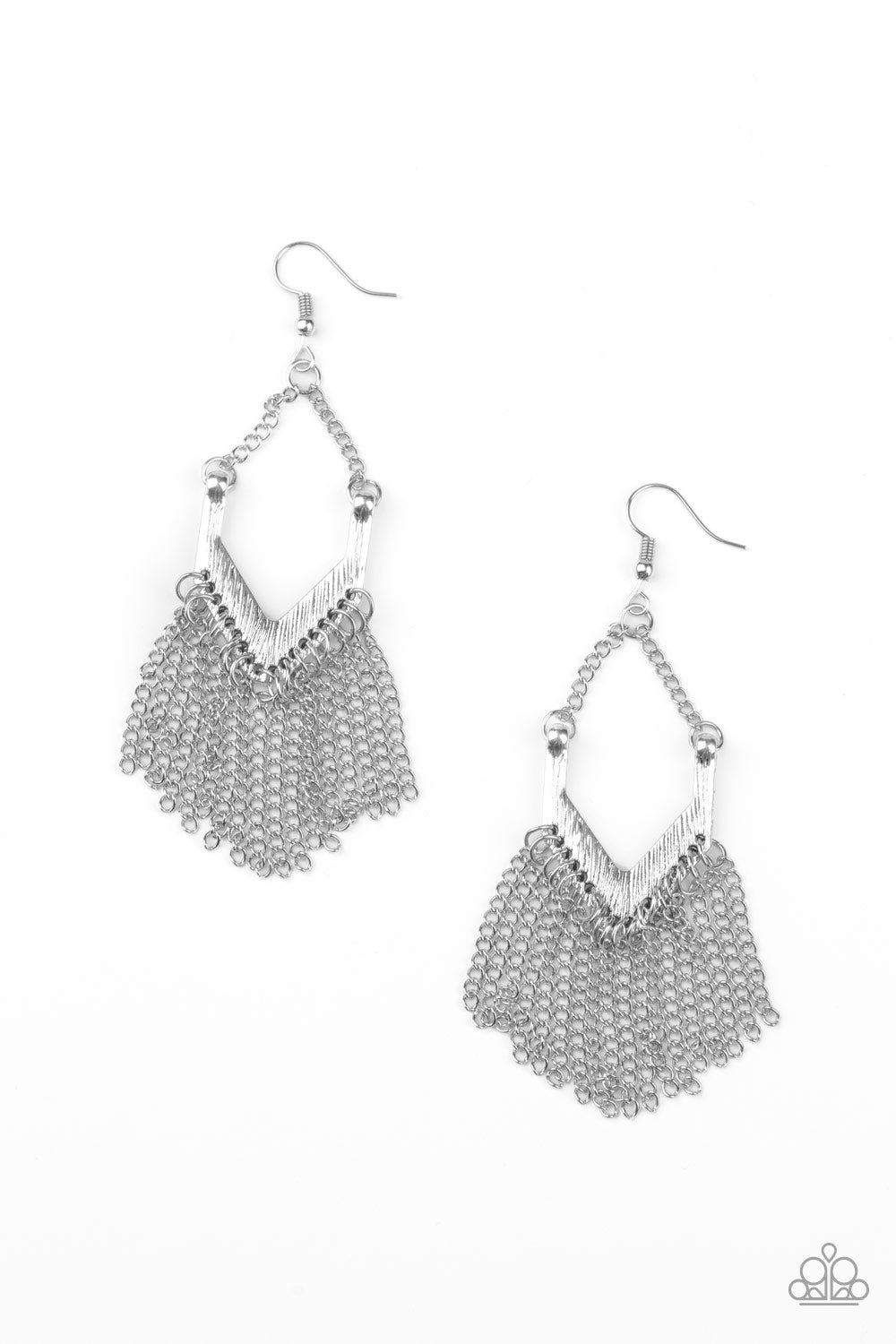 Unchained Fashion Silver Earring - Paparazzi Accessories