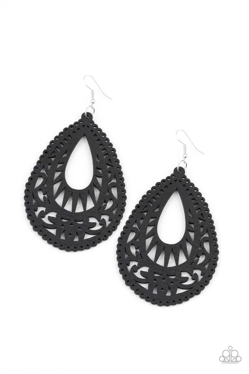 Zesty Zen Black Wooden Earring - Paparazzi Accessories