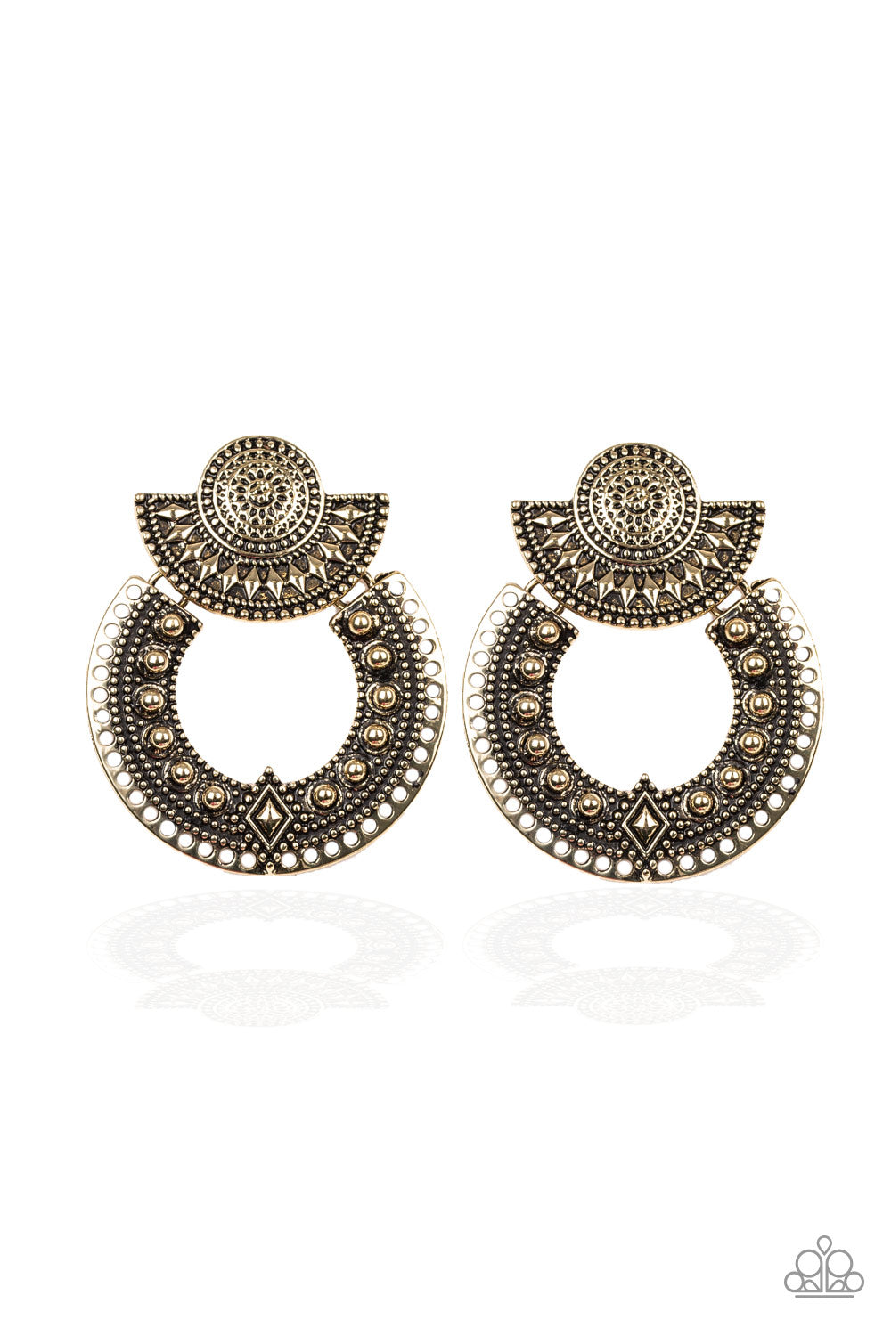 Texture Takeover Brass Earring - Paparazzi Accessories