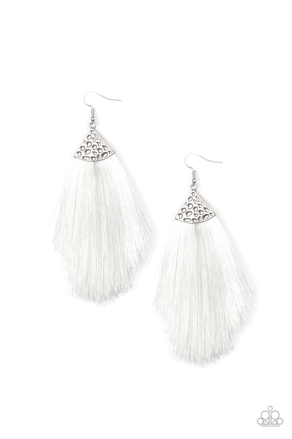 Tassel Tempo White Earring - Paparazzi Accessories