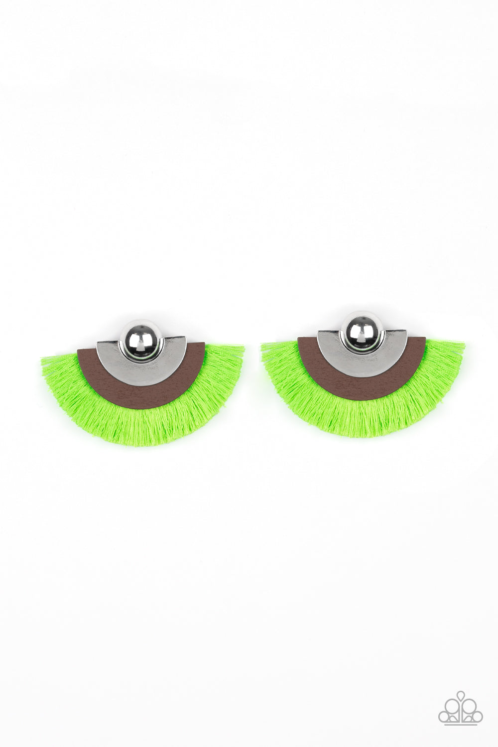 Fan The FLAMBOYANCE Green Earring - Paparazzi Accessories