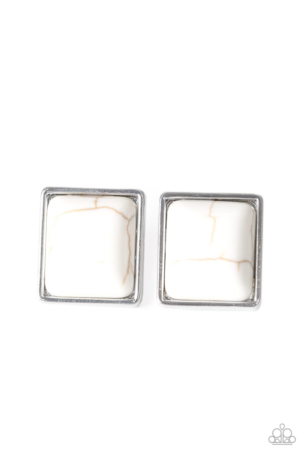 Eco Elegance White Stone Earring - Paparazzi Accessories