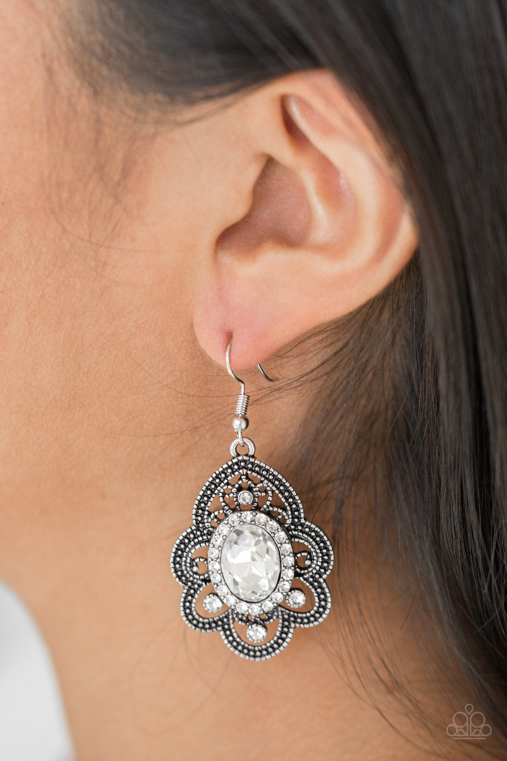 Reign Supreme White Earring - Paparazzi Accessories