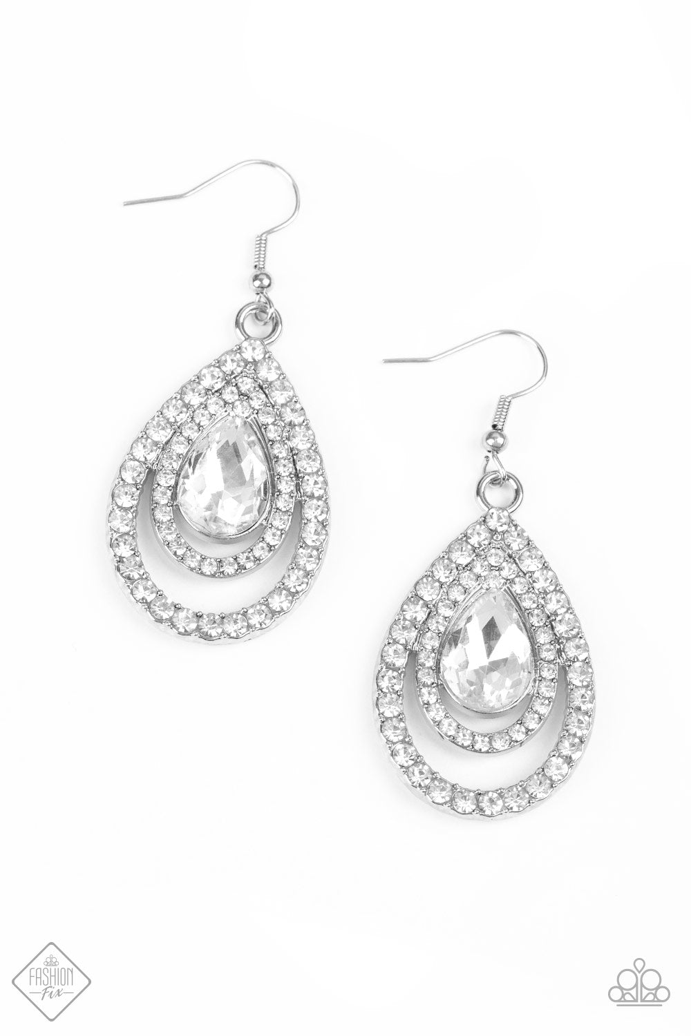 So The Story GLOWS White Earring - Paparazzi Accessories