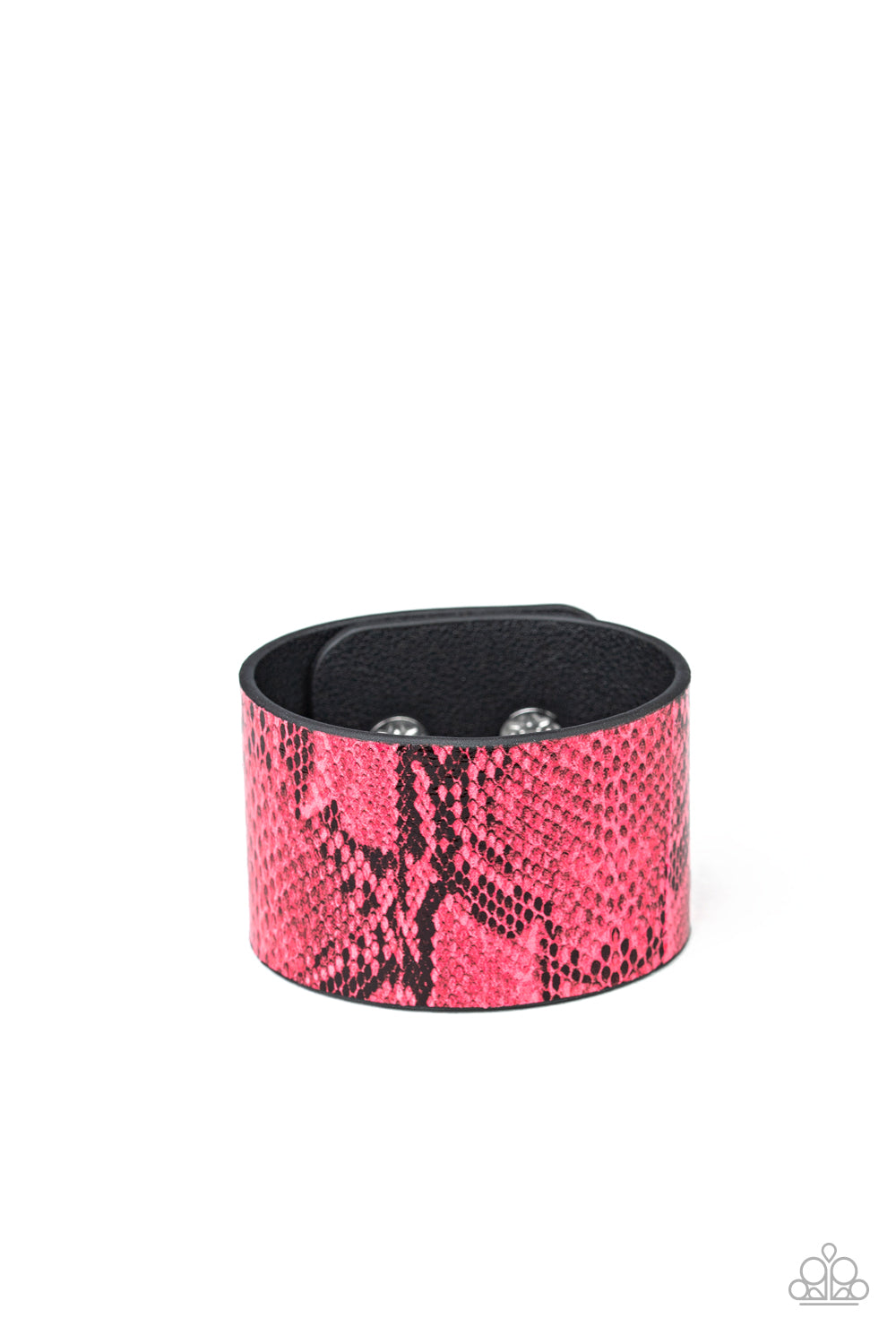 Its a Jungle Out There Pink Animal Print Wrap Bracelet - Paparazzi Accessories Featuring neon pink python print, a thick leather band wraps around the wrist for a colorfully wild look. Features an adjustable snap closure. Sold as one individual bracelet. SKU: P9SE-URPK-088XX