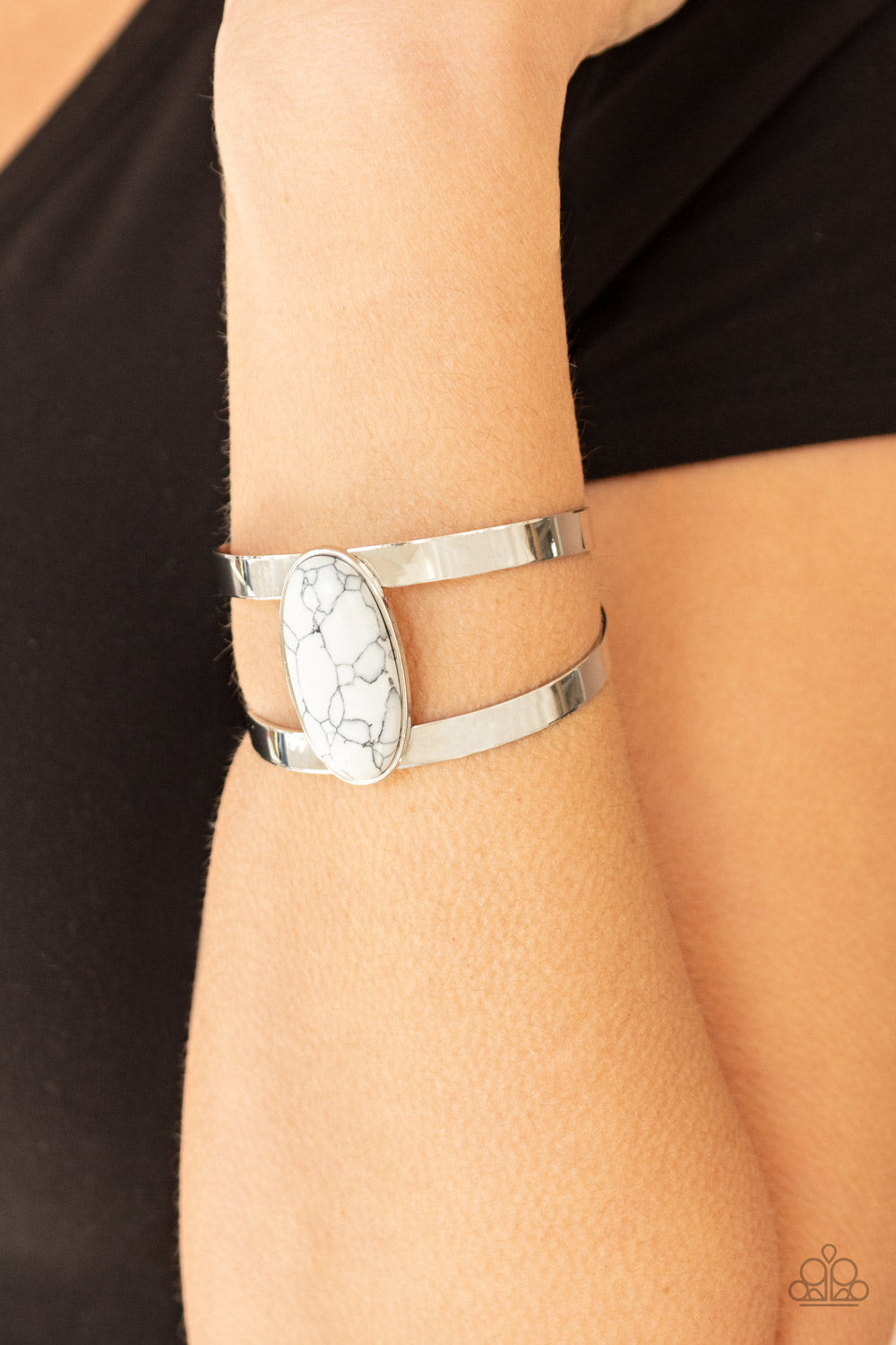 Quarry Queen White Cuff Bracelet - Paparazzi Accessories
