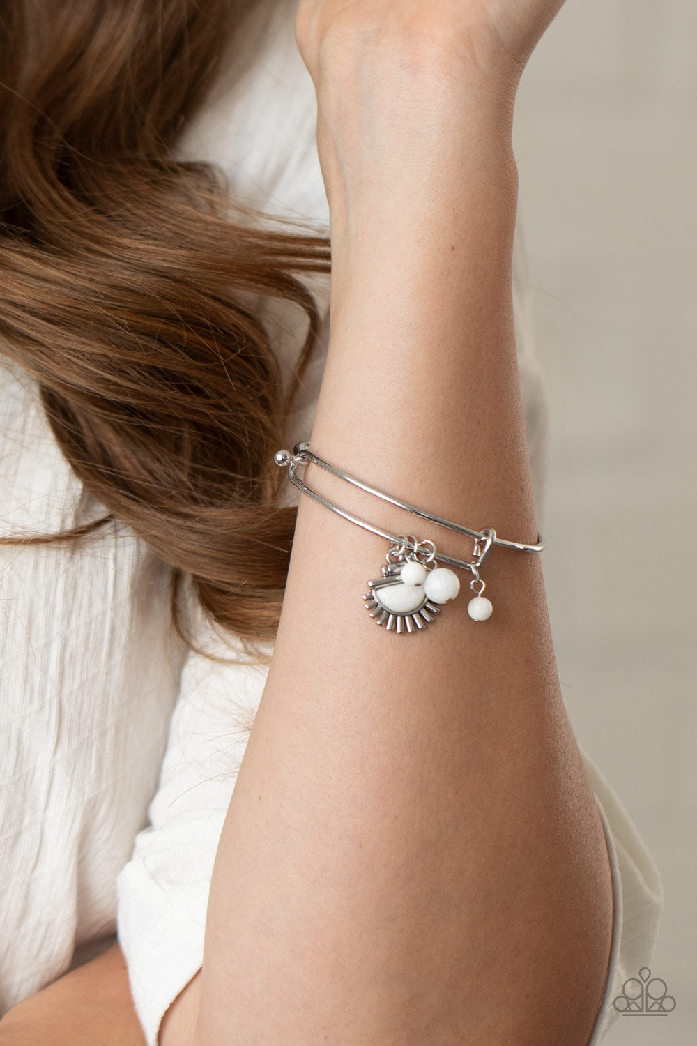 Mind, Body, and SOL White Bracelet - Paparazzi Accessories