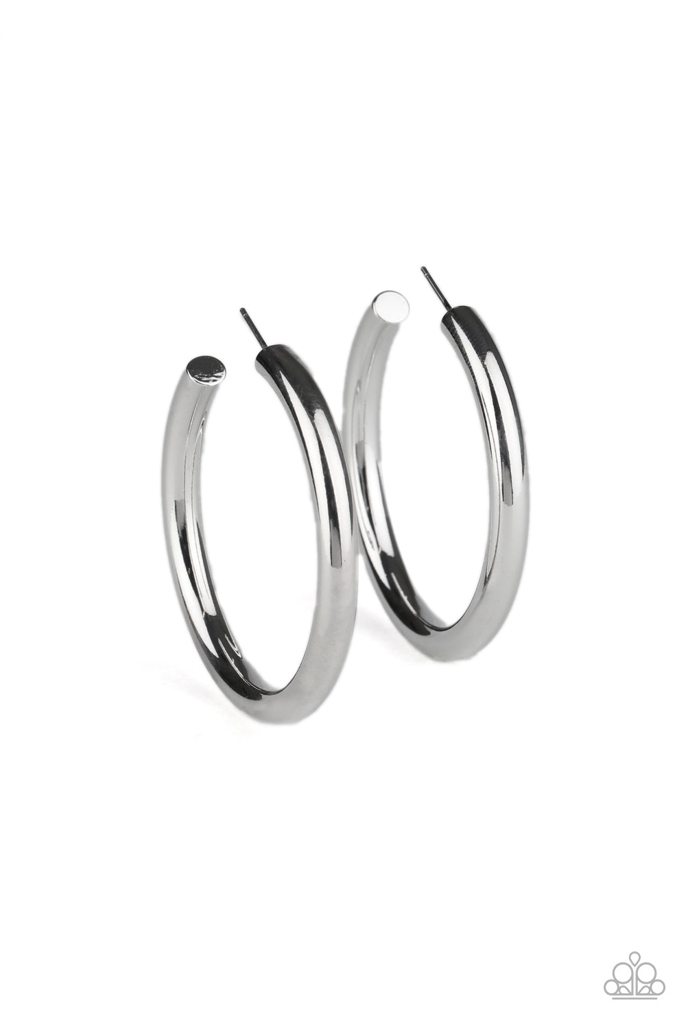 Hoop Hustle Silver Hoop Earring - Paparazzi Accessories