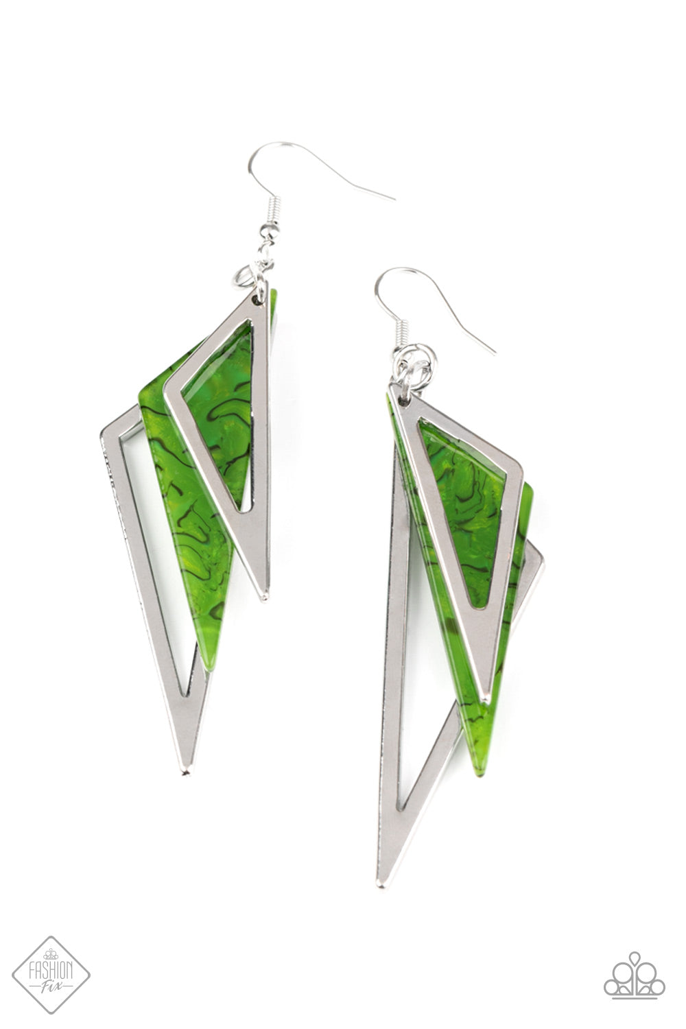 Evolutionary Edge Green Earring - Paparazzi Accessories
